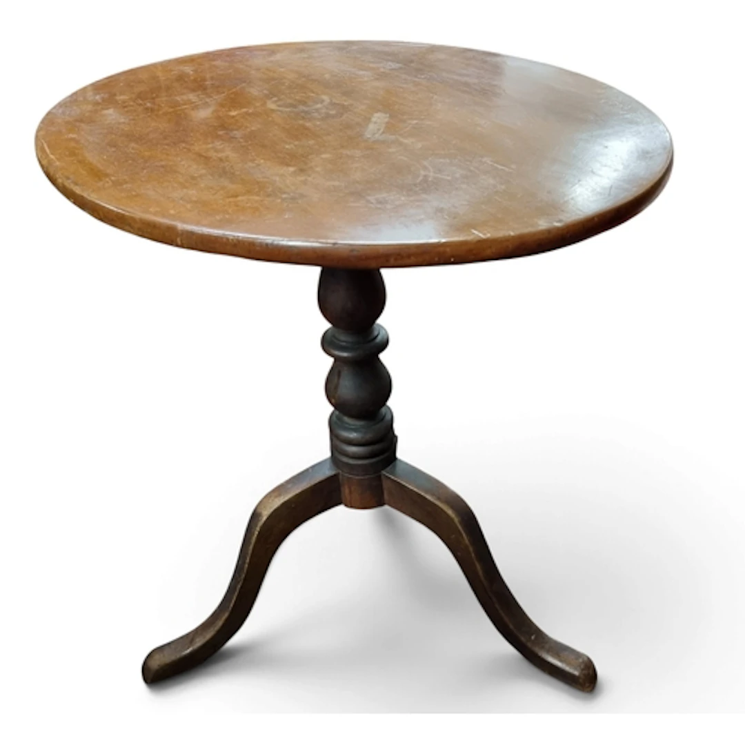 A 19th Century Mahogany oval Lamp Table on tripod supports. ...
