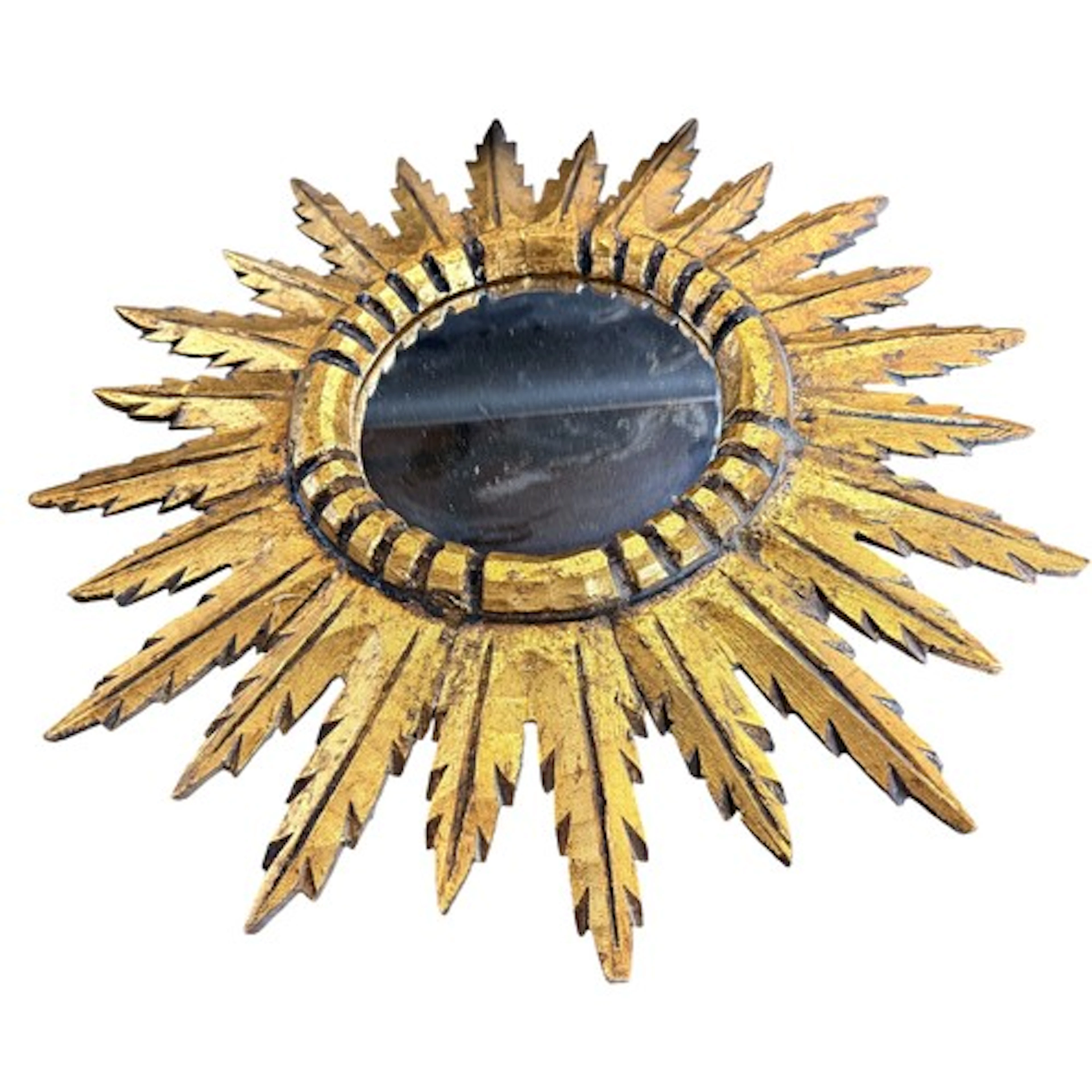 A small 20th century carved and gilt wood starburst mirror, ...