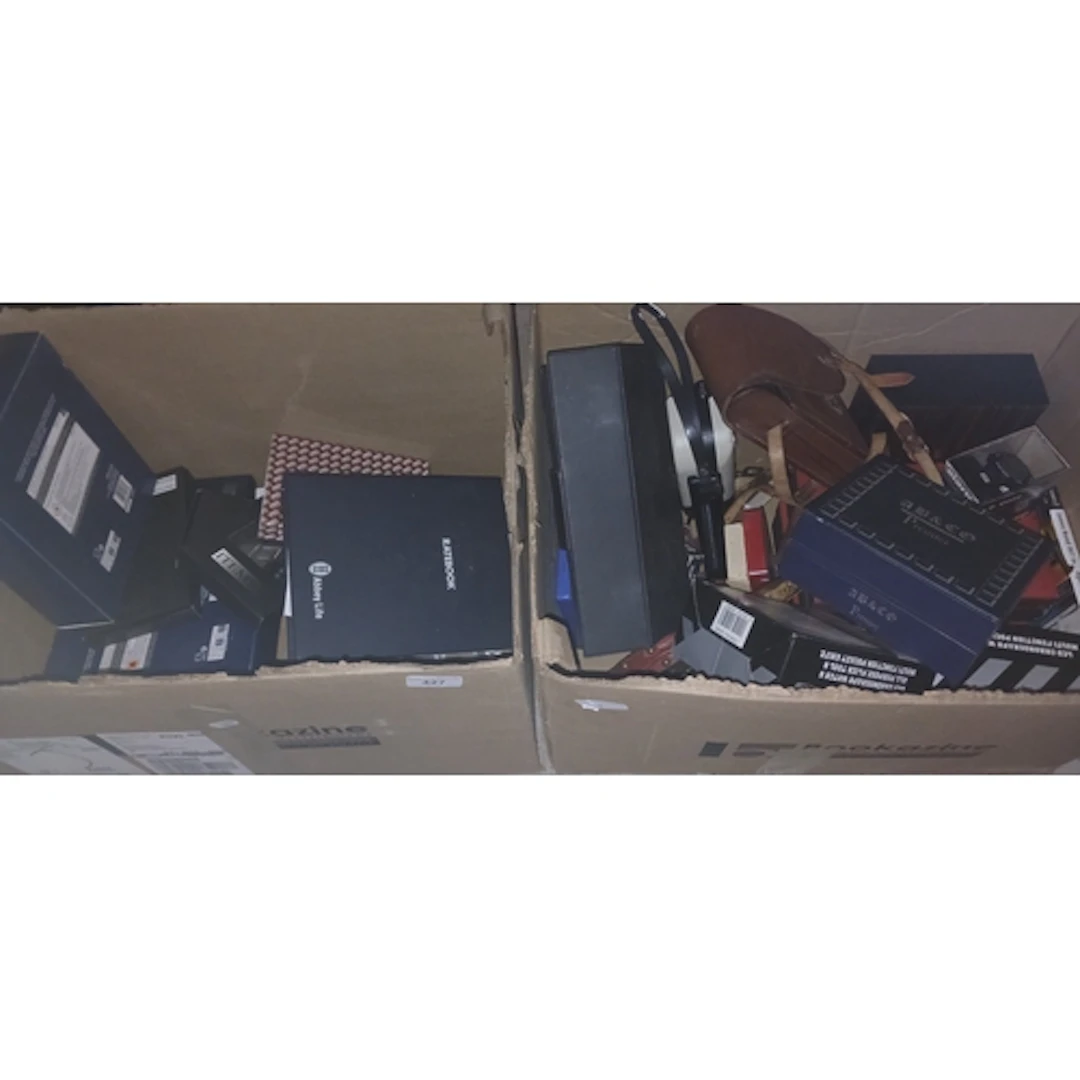 2 boxes of mixed items including boxed gift sets, watches, c...