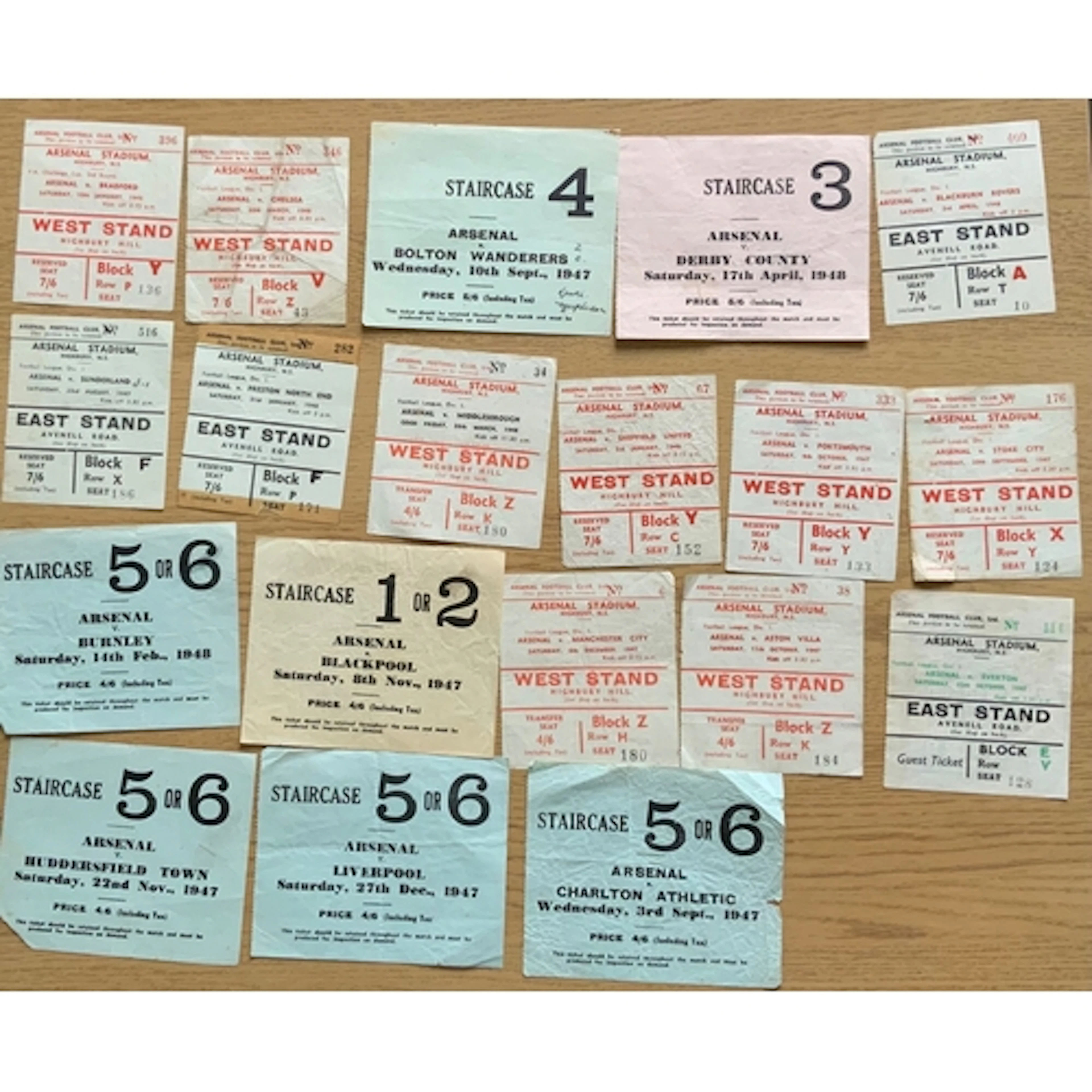 1947 - 1948 Arsenal Football Tickets: From the championship ...