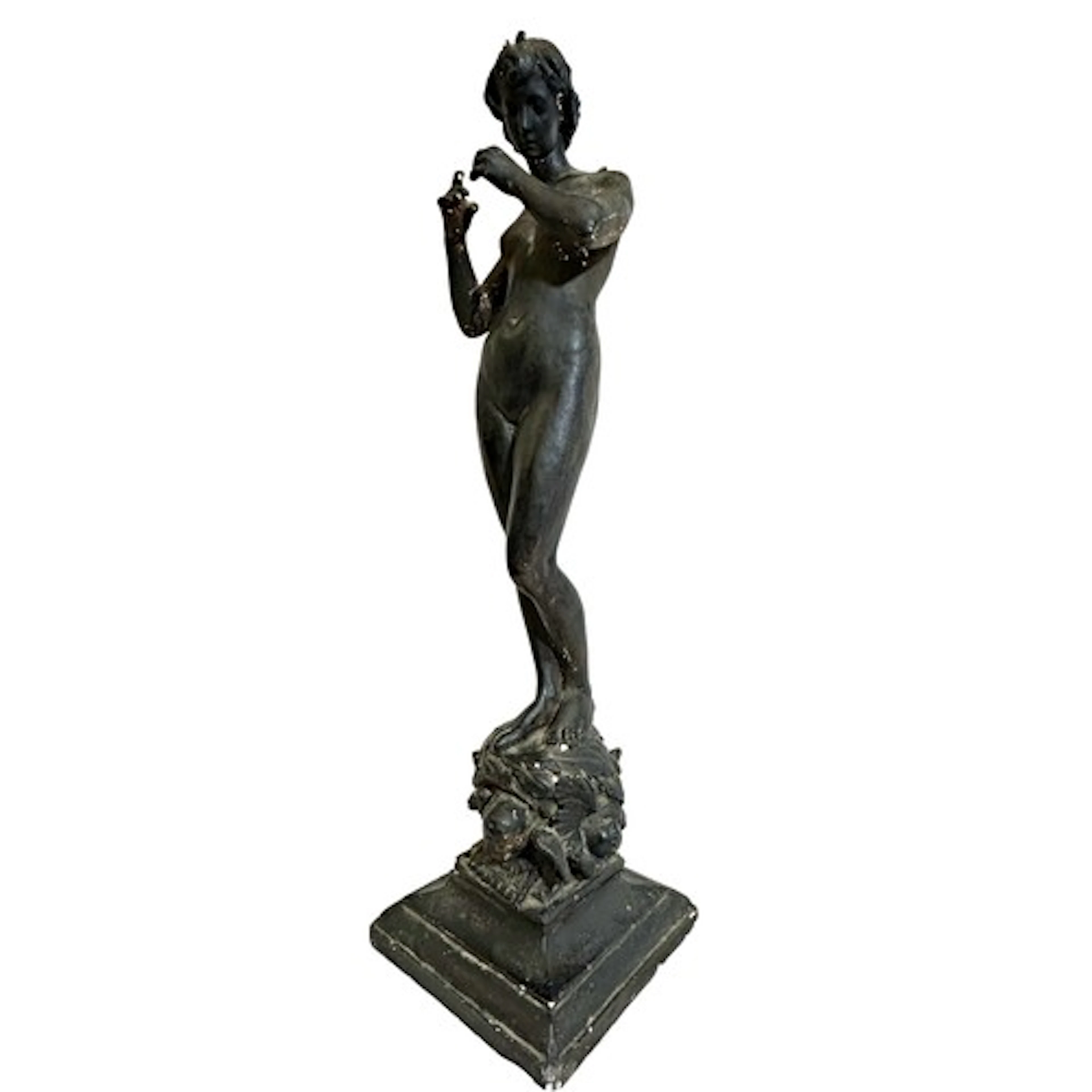 In the manner of Edward Onslow Ford (1852-1901), a bronzed p...