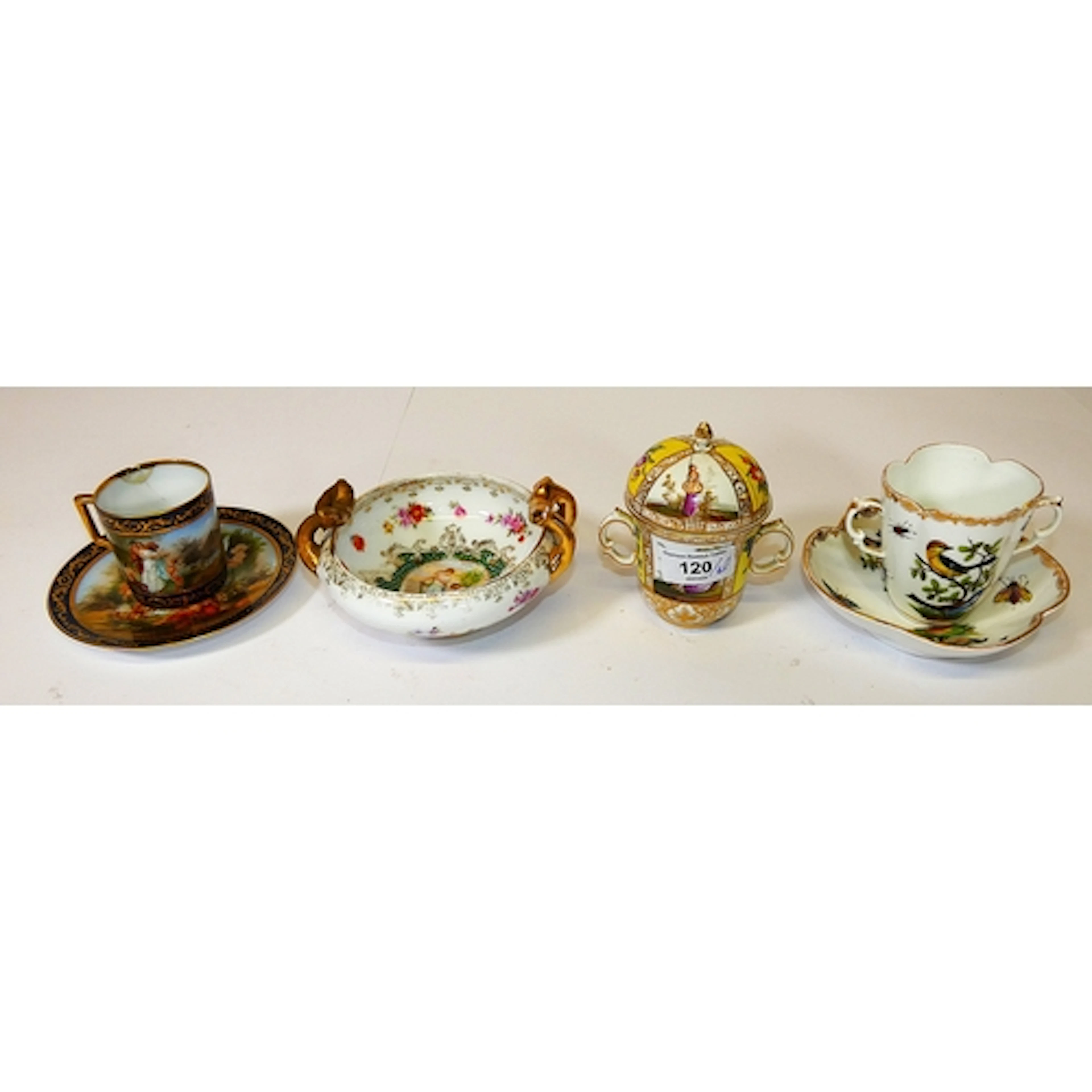 Vienna porcelain coffee can with matching saucer with Beehiv...