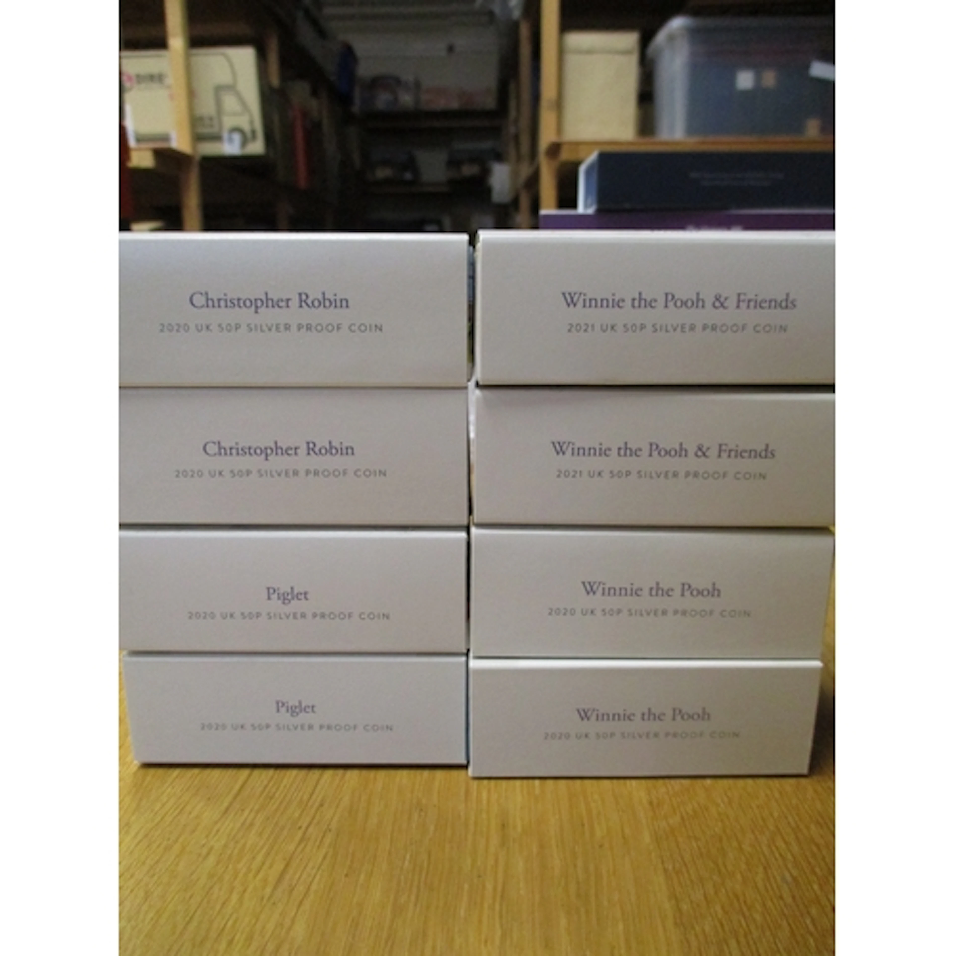 Classic Pooh collection of boxed 50p silver proofs with 2020...