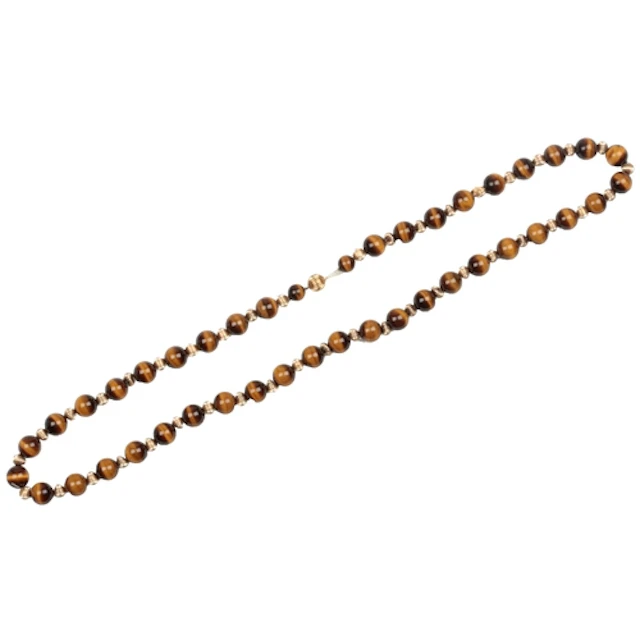 A gold and tiger's eye necklace, composed of spherical tiger...