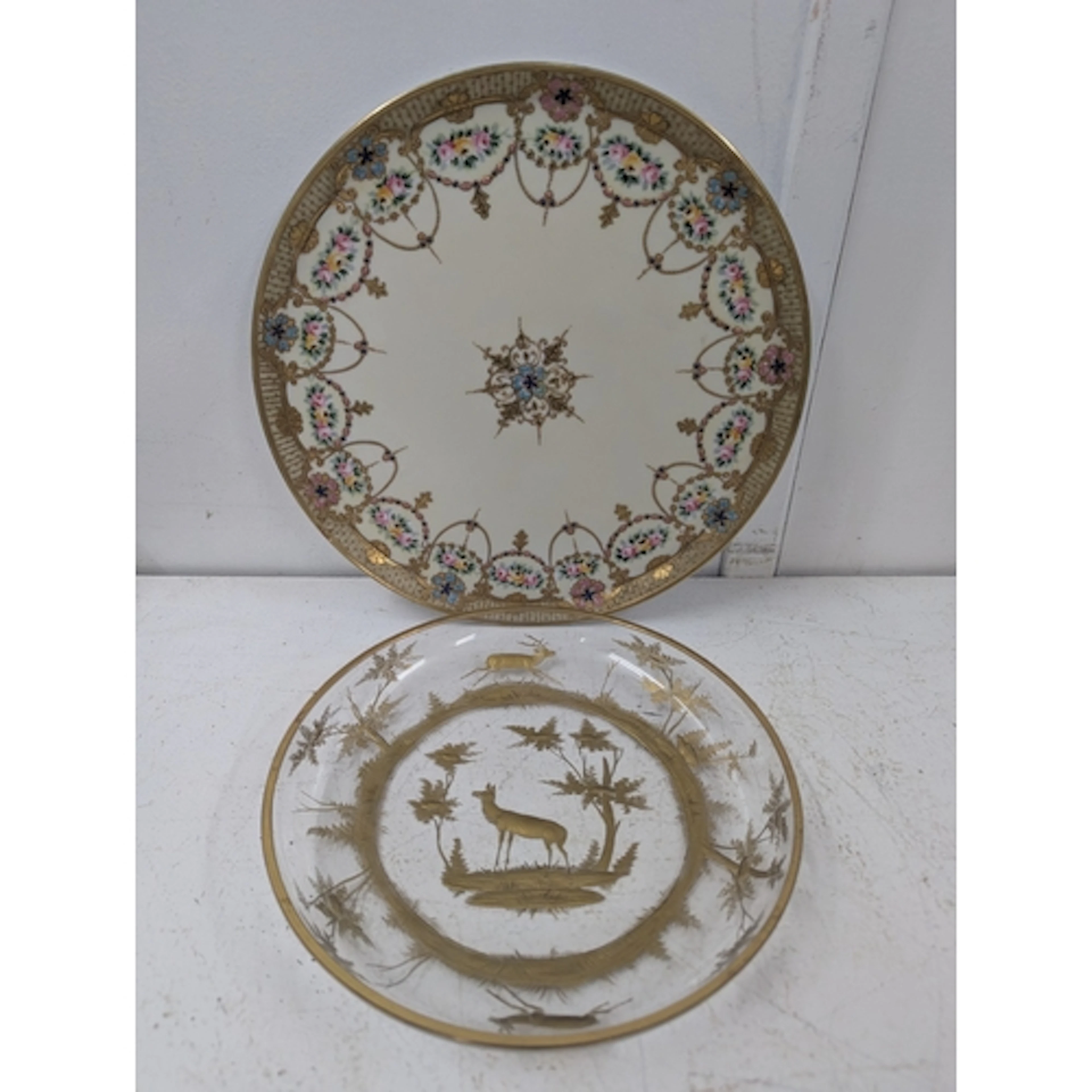 A Noritake porcelain tray decorated with flowers and gilt, a...