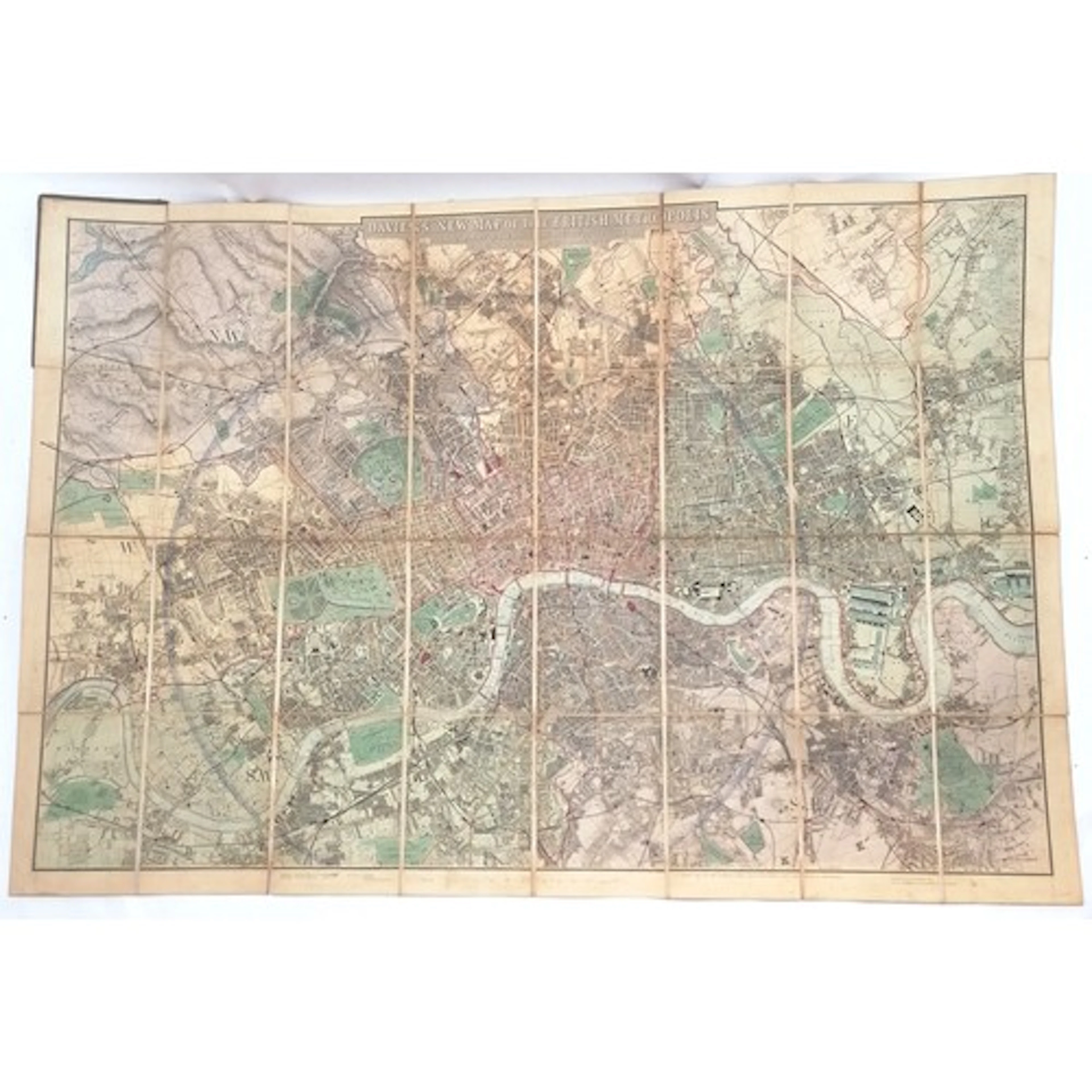 1887 Davies' map of the British Metropolis (fold out linen m...