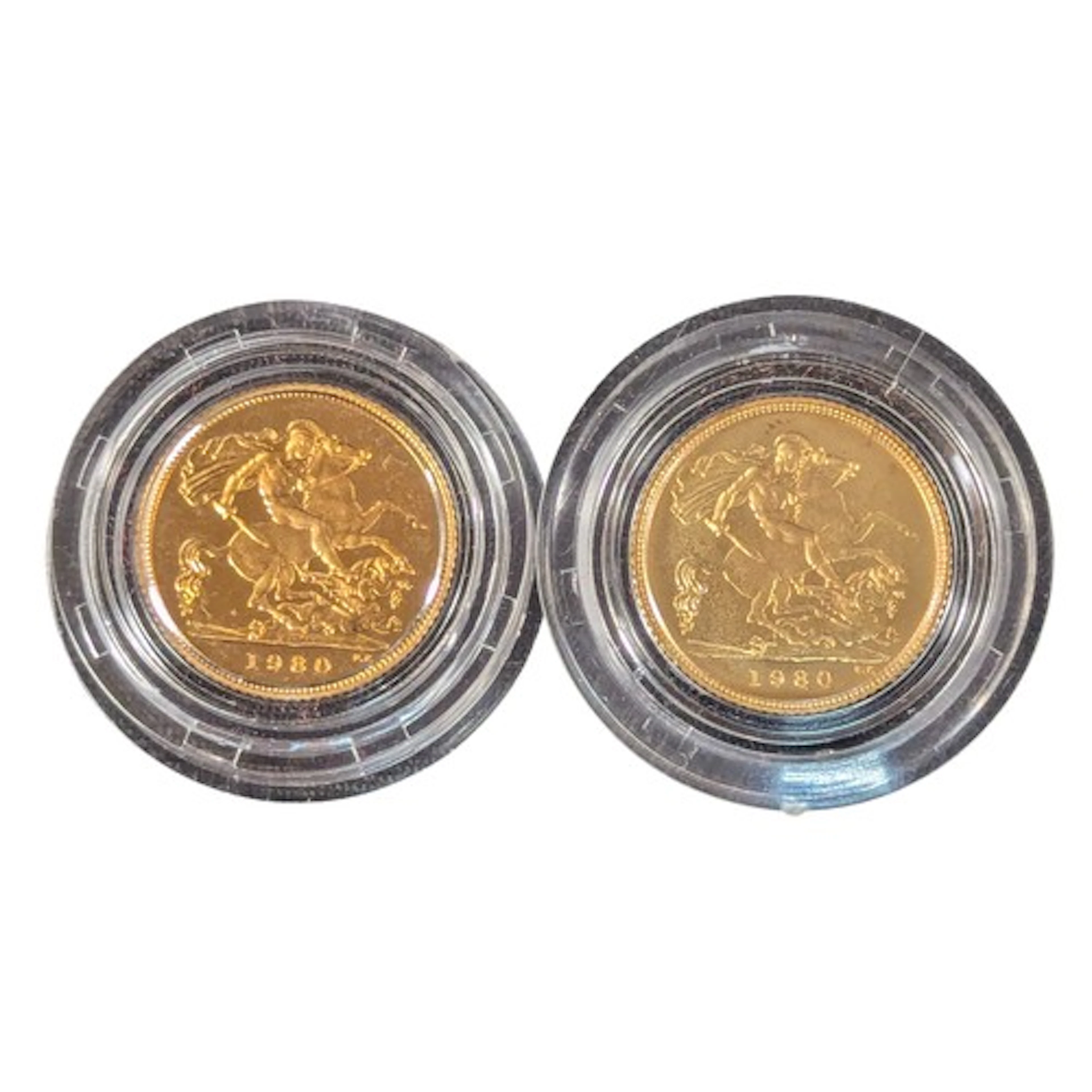 Two Elizabeth II half sovereigns, both dated 1980, (8g gross...