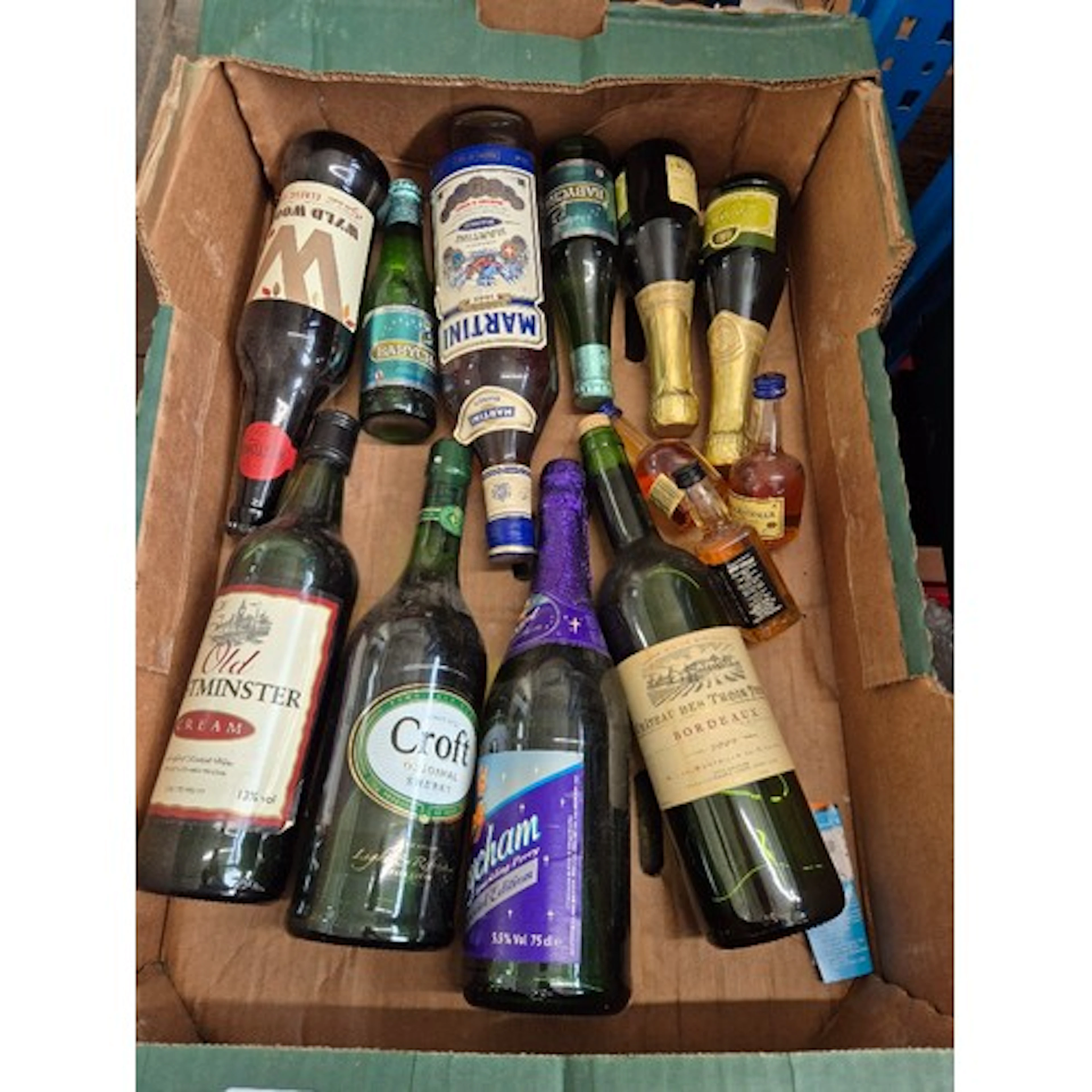 A box of alcohol to include sherry, Babycham, Martini, spark...