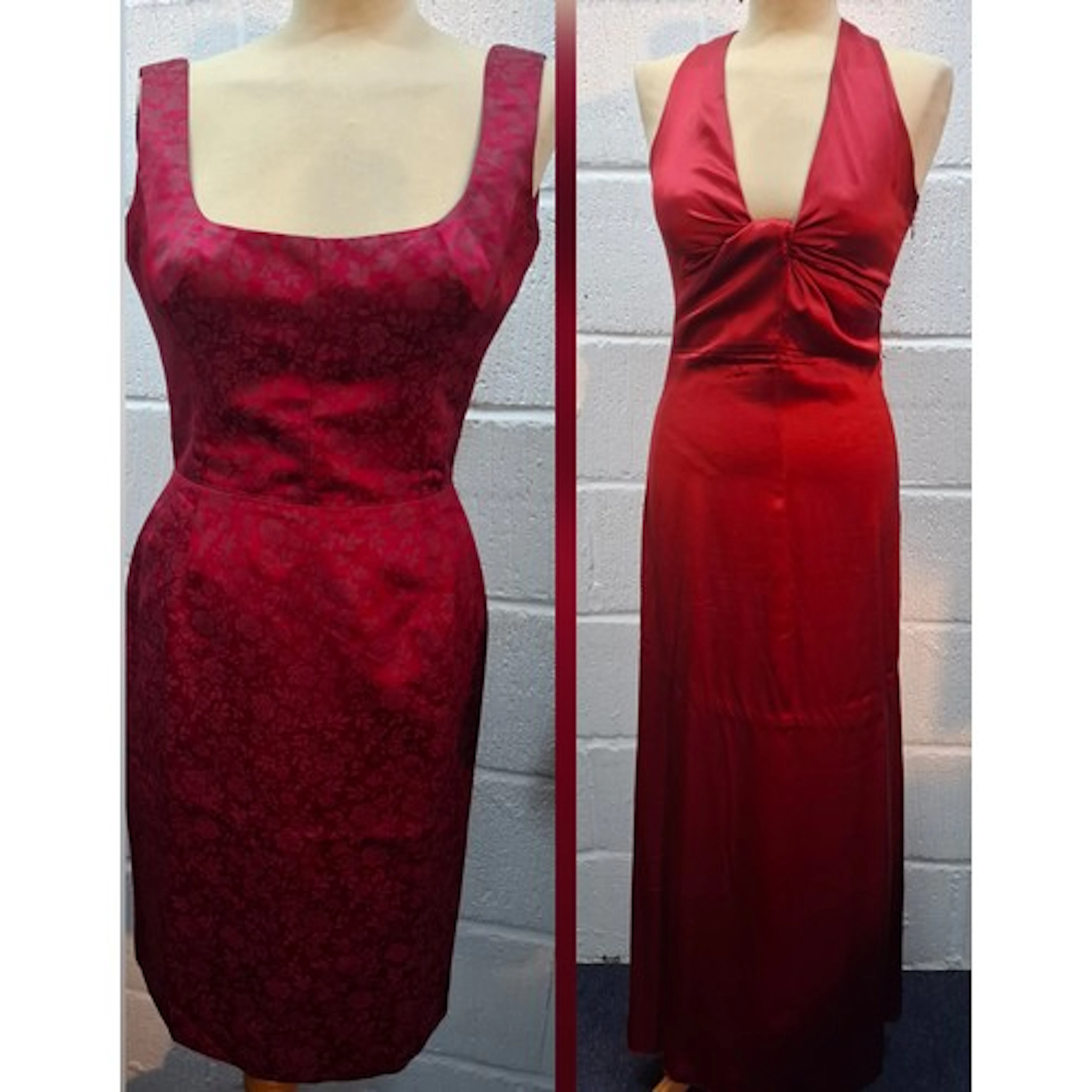 Valentino and D&G- A Valentino red satin full length and sle...