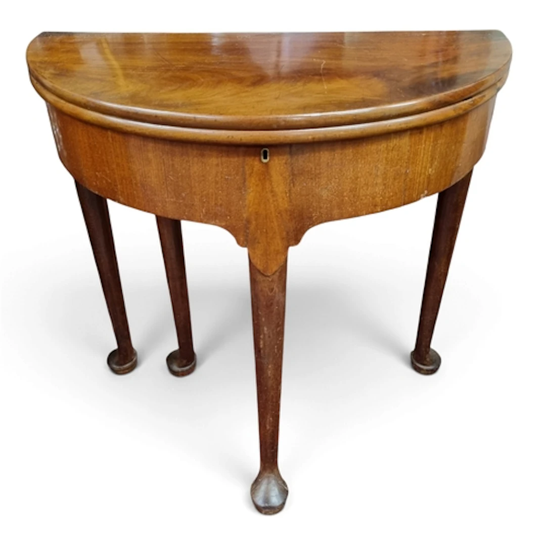 A good early Georgian Mahogany fold over Tea Table of simple...