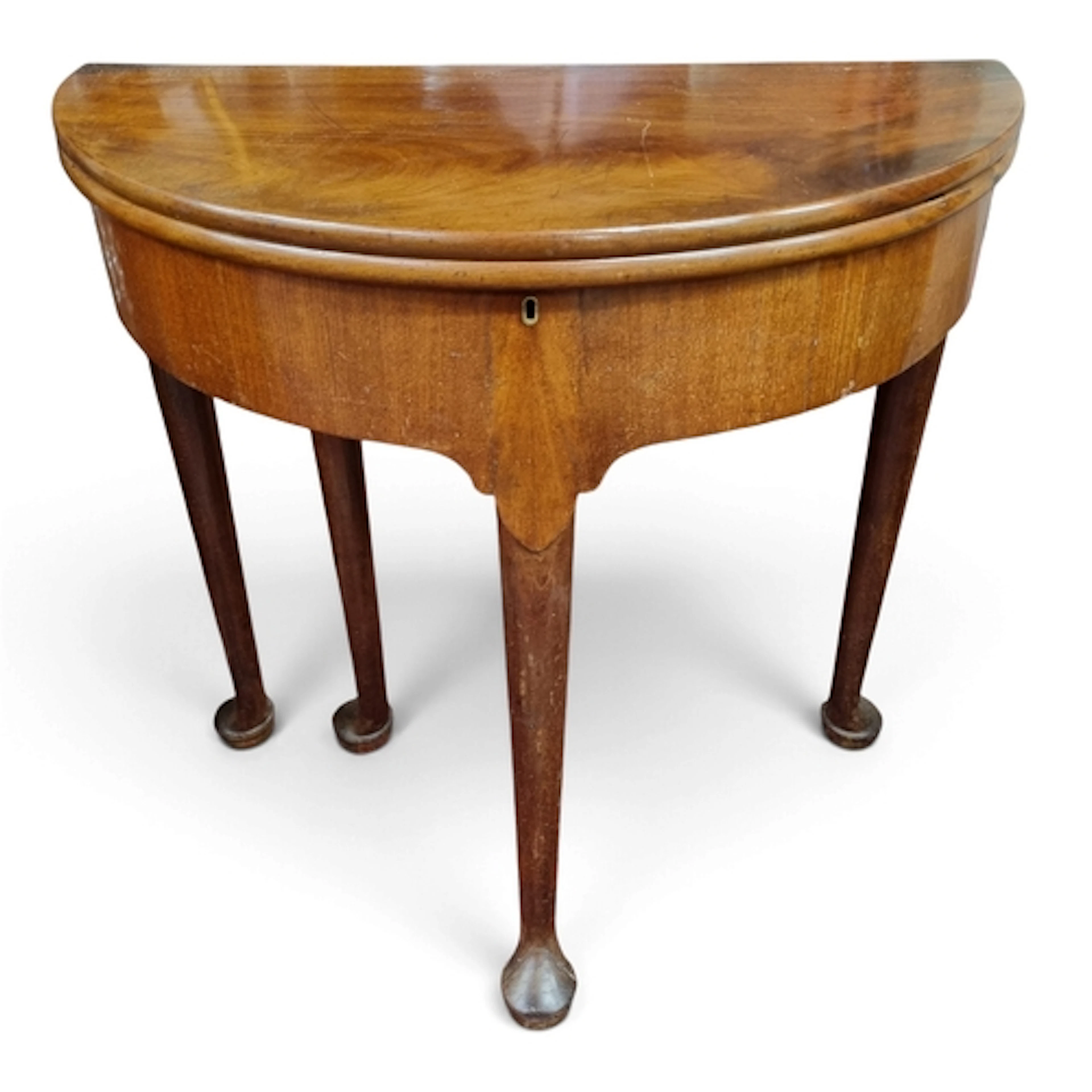 A good early Georgian Mahogany fold over Tea Table of simple...