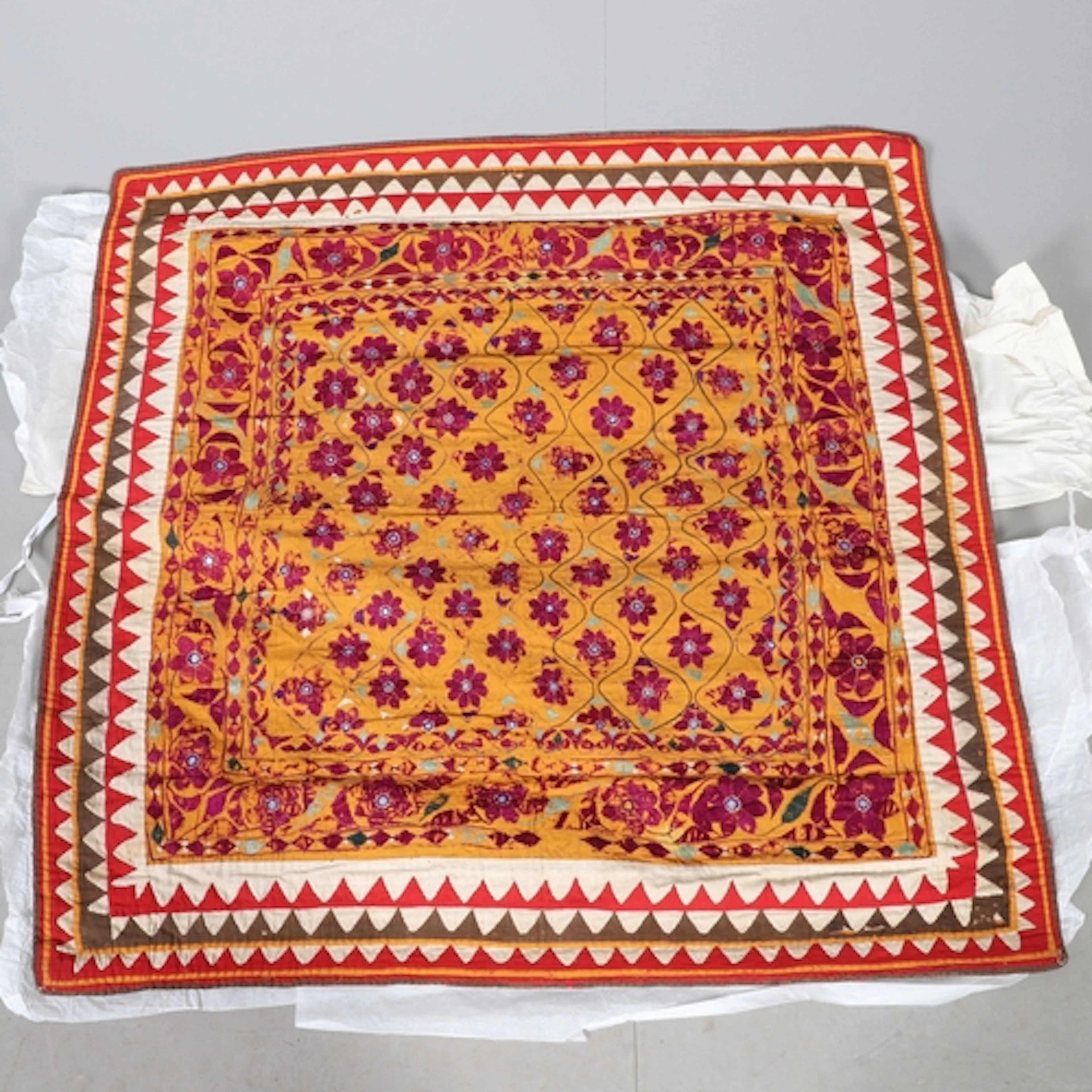 AN INDIAN EMBROIDERED PANEL. late 19th/early 20th century, e...