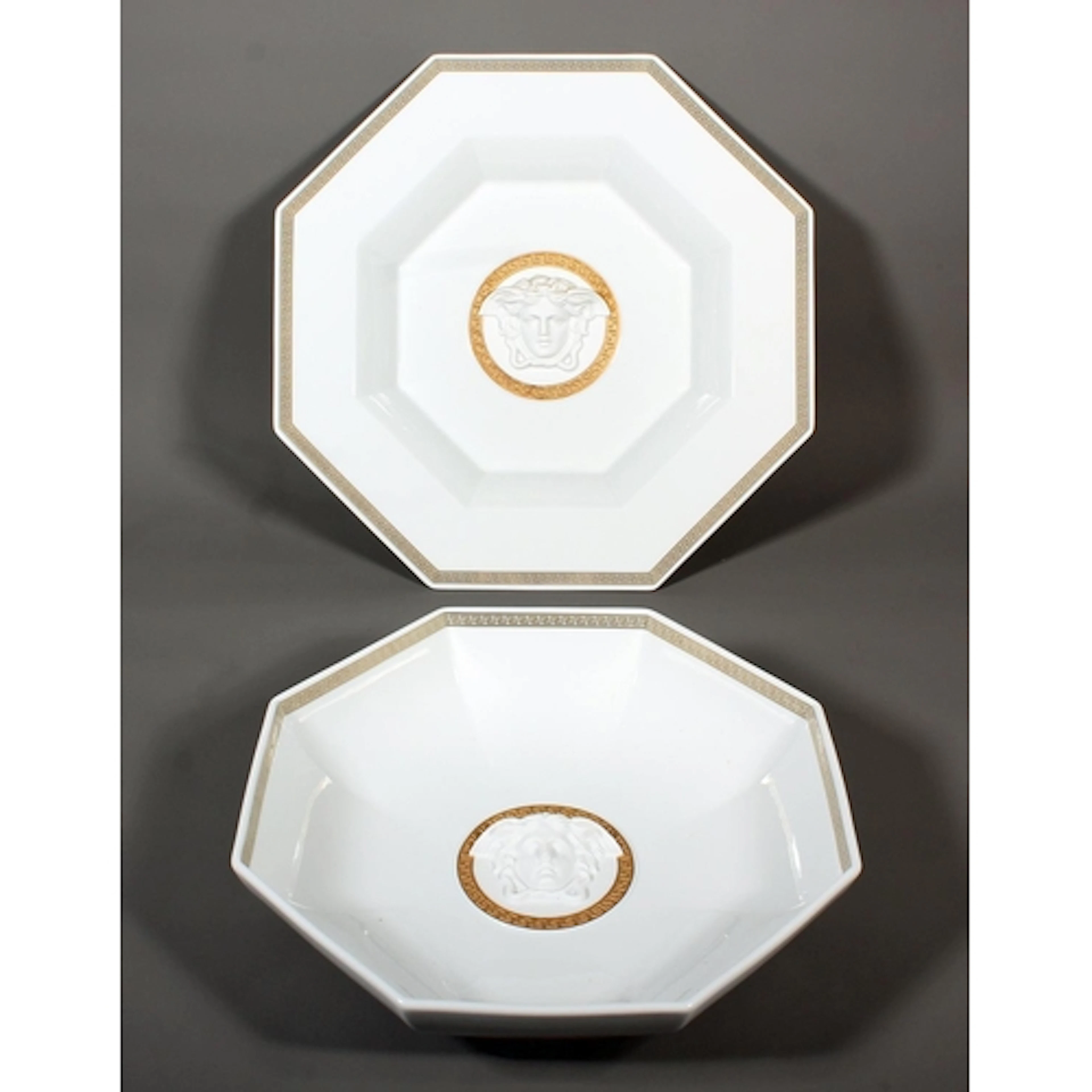 Rosenthal Versace Gorgona pattern octagonal charger plate wi...