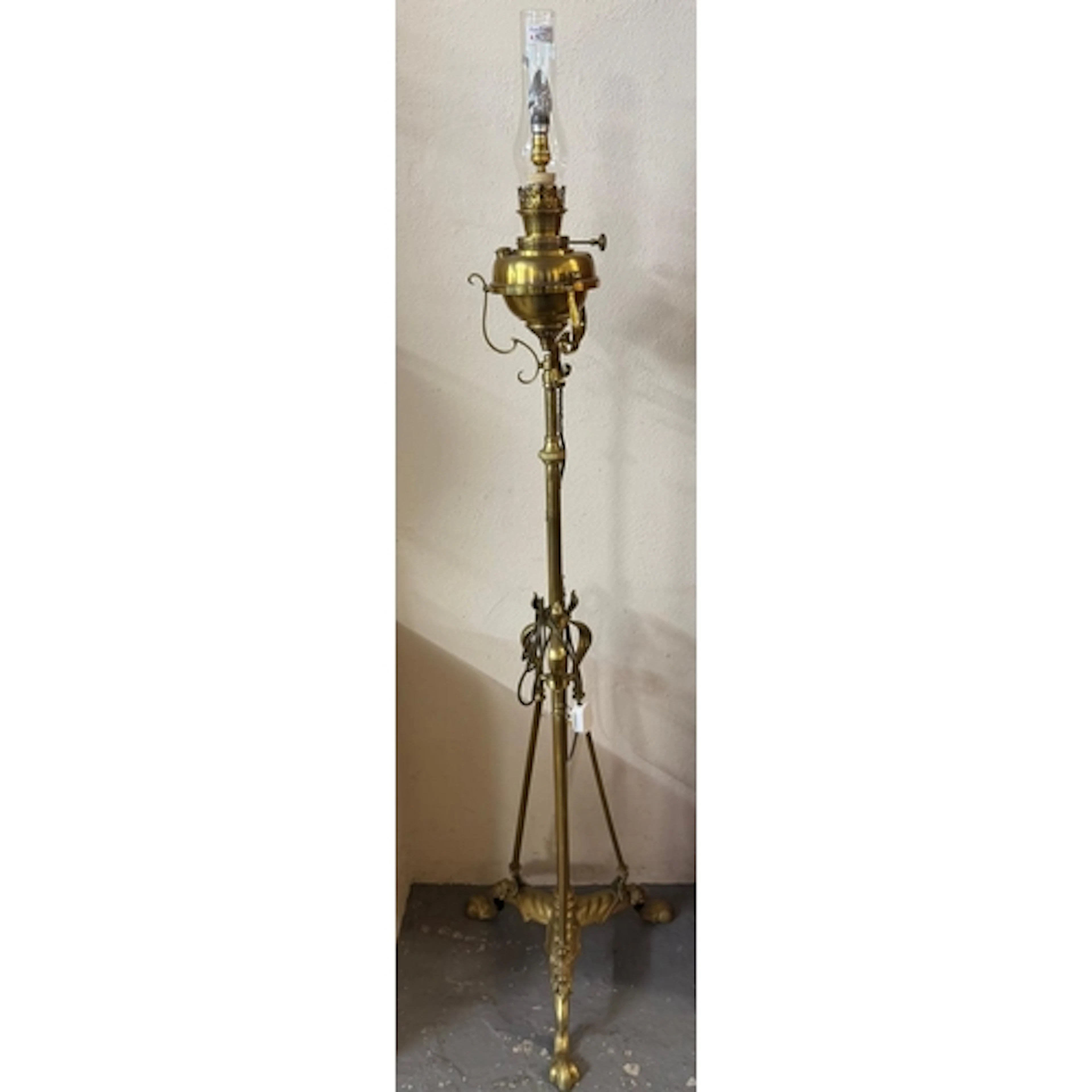 Brass telescopic standard oil lamp, now converted to electri...