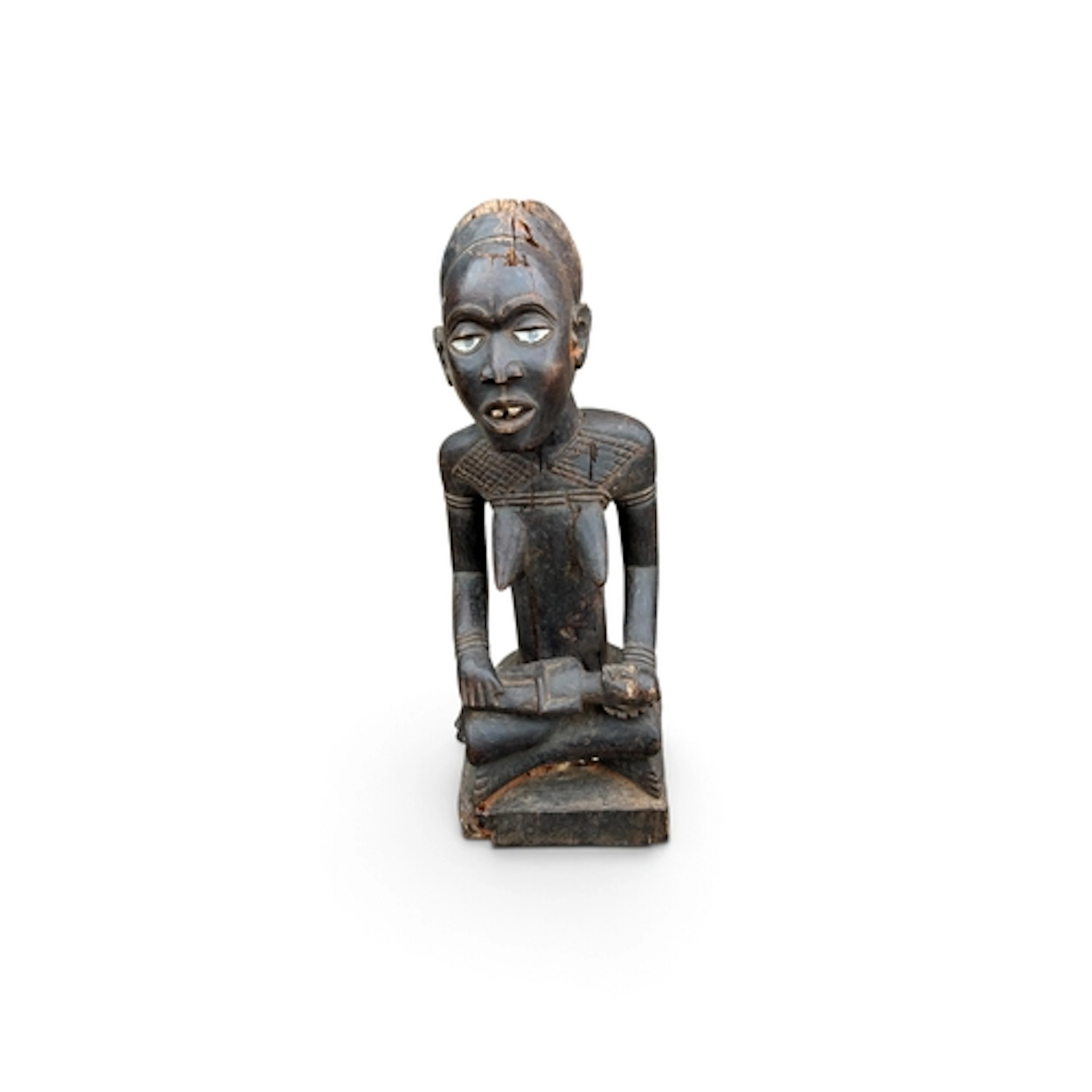 A YOMBE MATERNITY FIGURE FROM THE CONGO 54cm H
