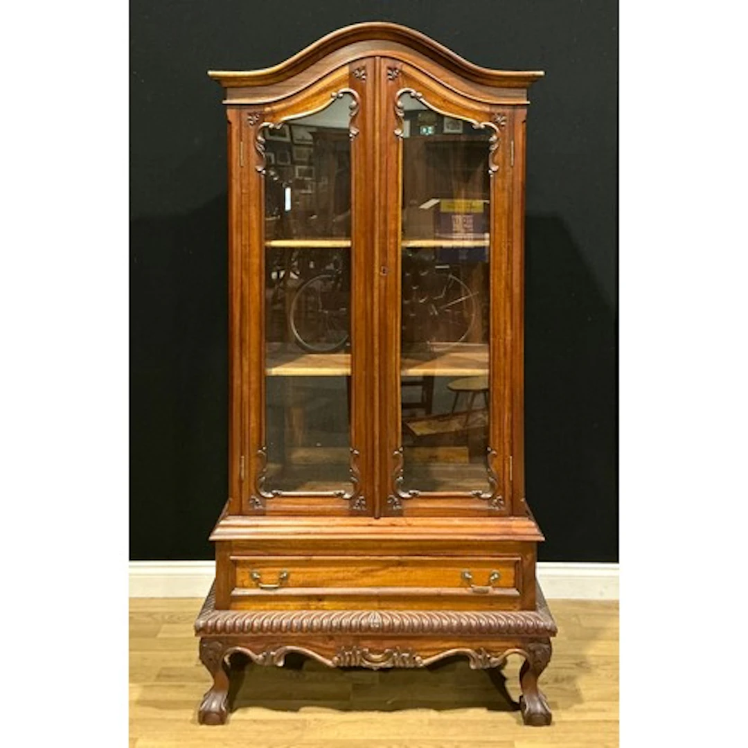 A George II style display cabinet or bookcase, 190.5cm high,...