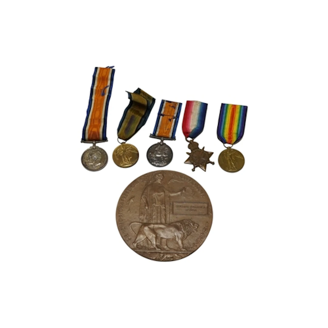 Two First World War medal groups; a trio awarded to G-10497,...