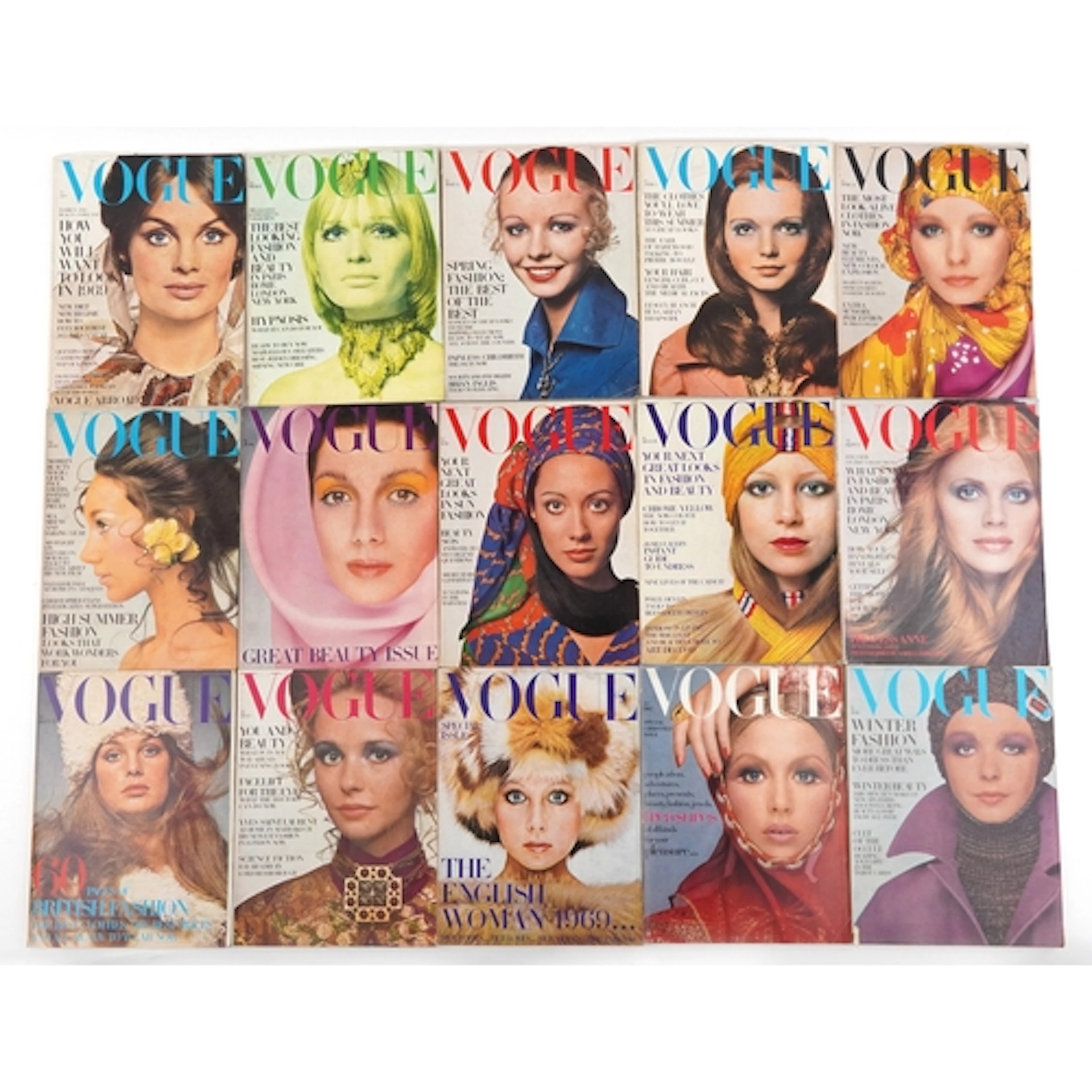 Vogue magazines, an almost complete run of the year 1969, mi...