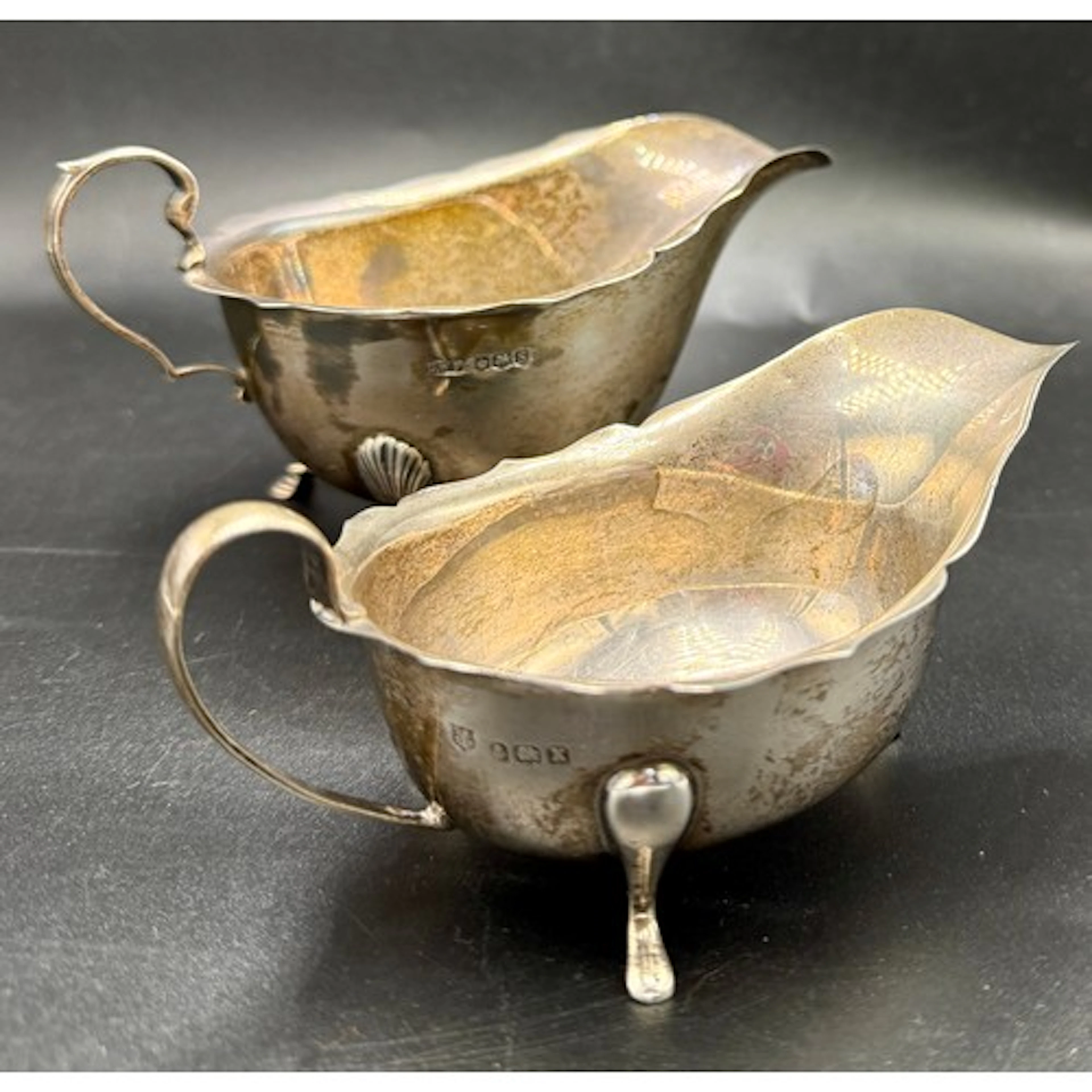 Two silver sauce boats. Birmingham 1947, maker Barker Brothe...