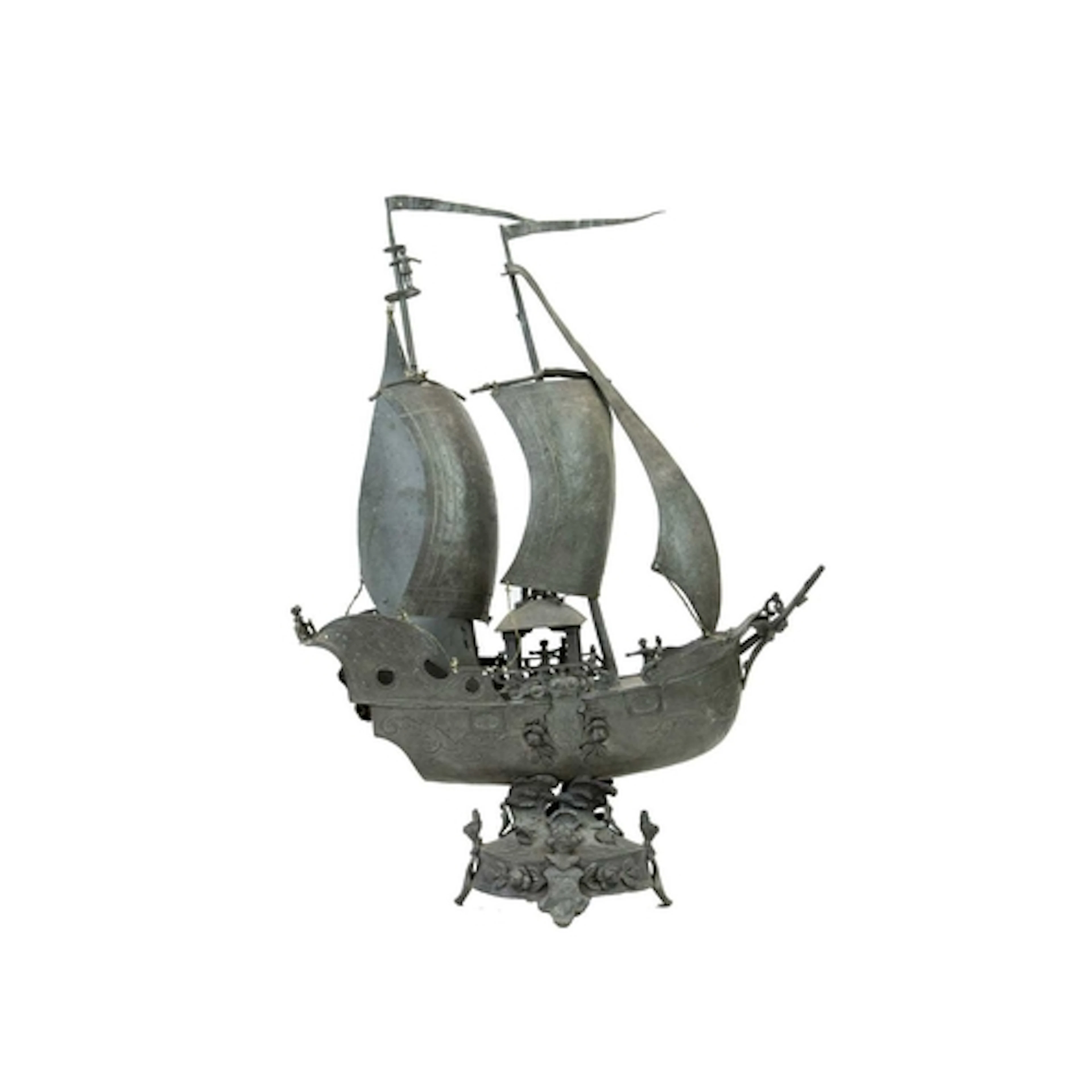 A German pewter nef, or model of a galleon. Circa 1900, well...