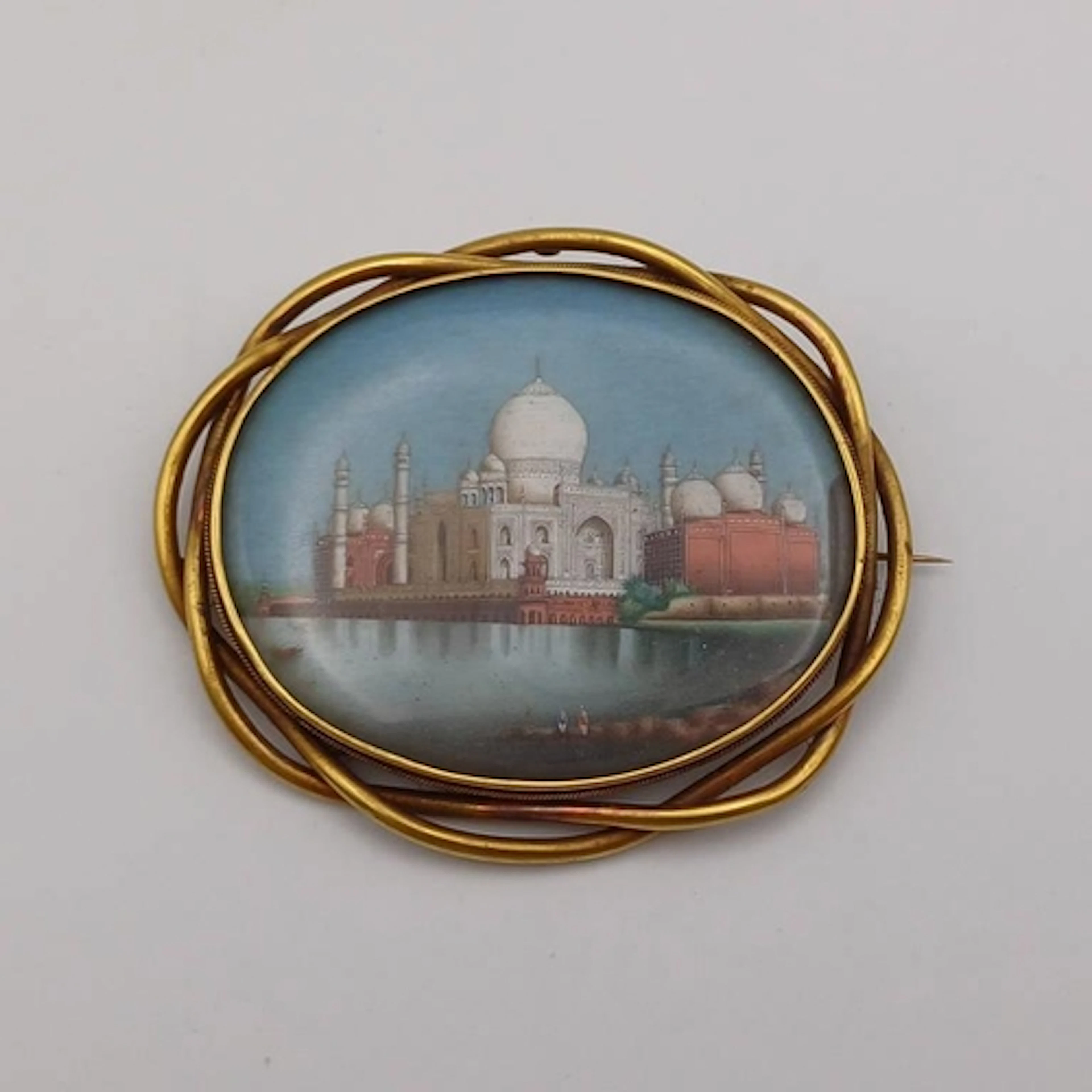 19TH CENTURY GOLD FRAMED MINIATURE PAINTING THE OF THE TAJ M...
