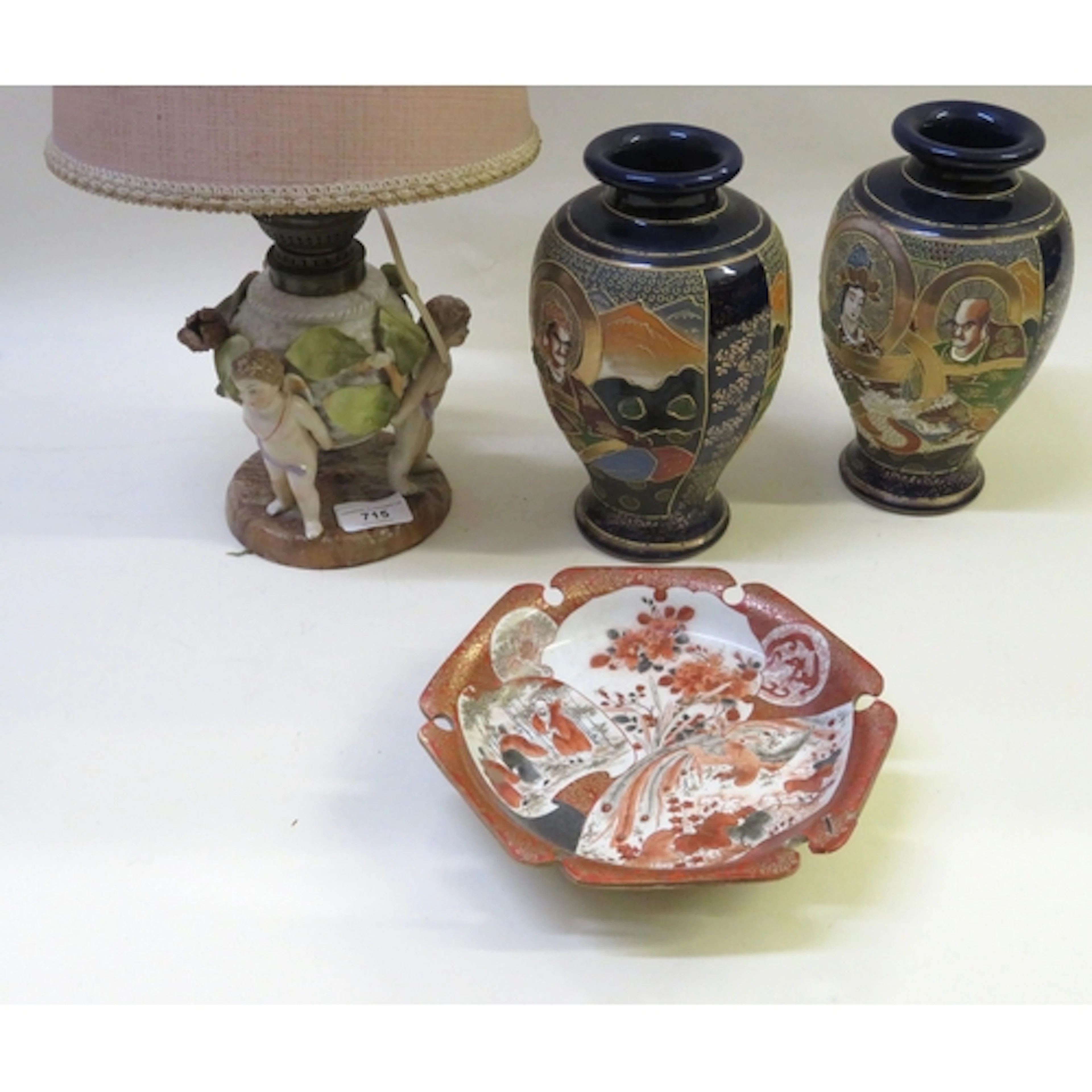 Sitzendorf porcelain oil lamp base adapted for use with elec...