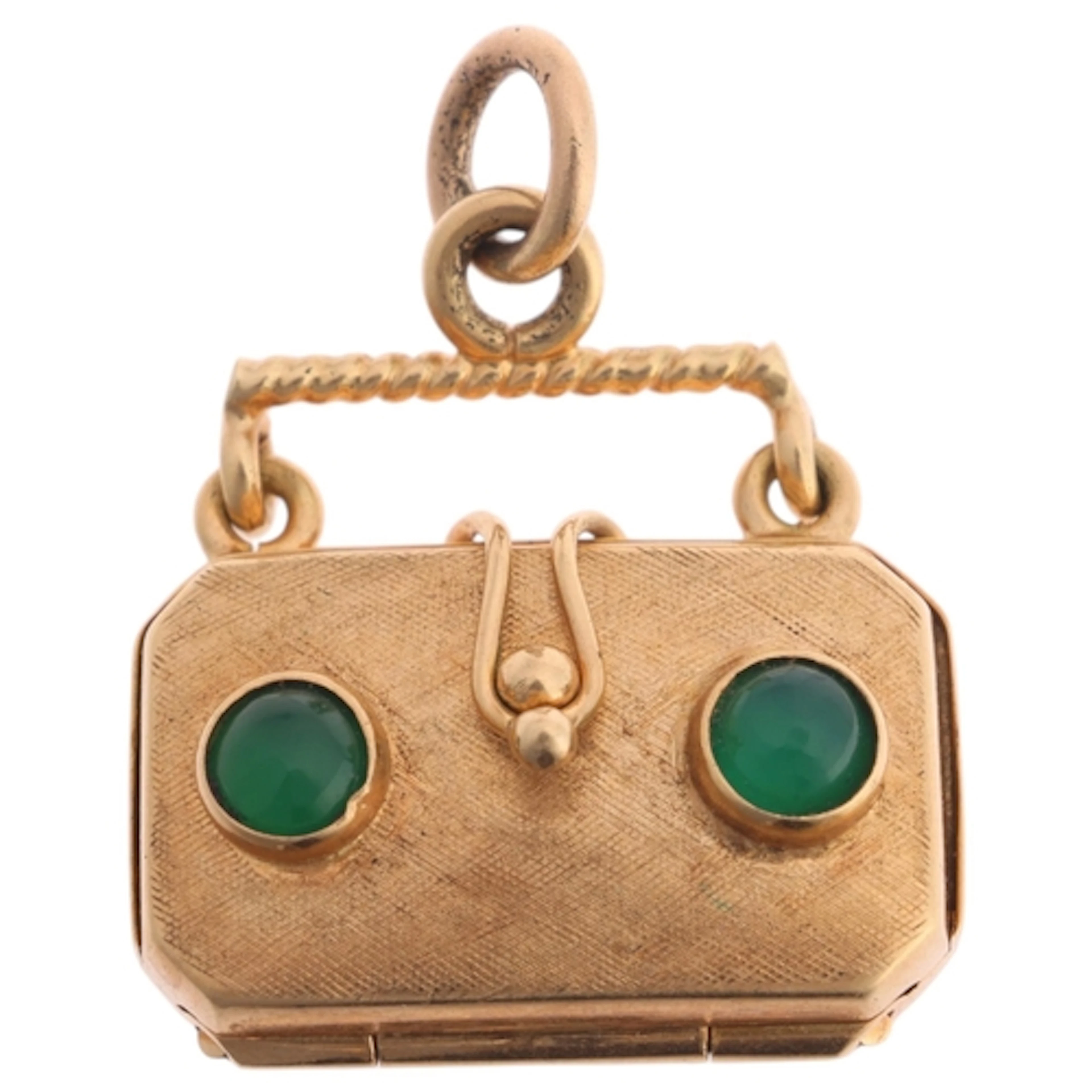 An Italian 14ct gold gem set novelty handbag charm/pendant, ...