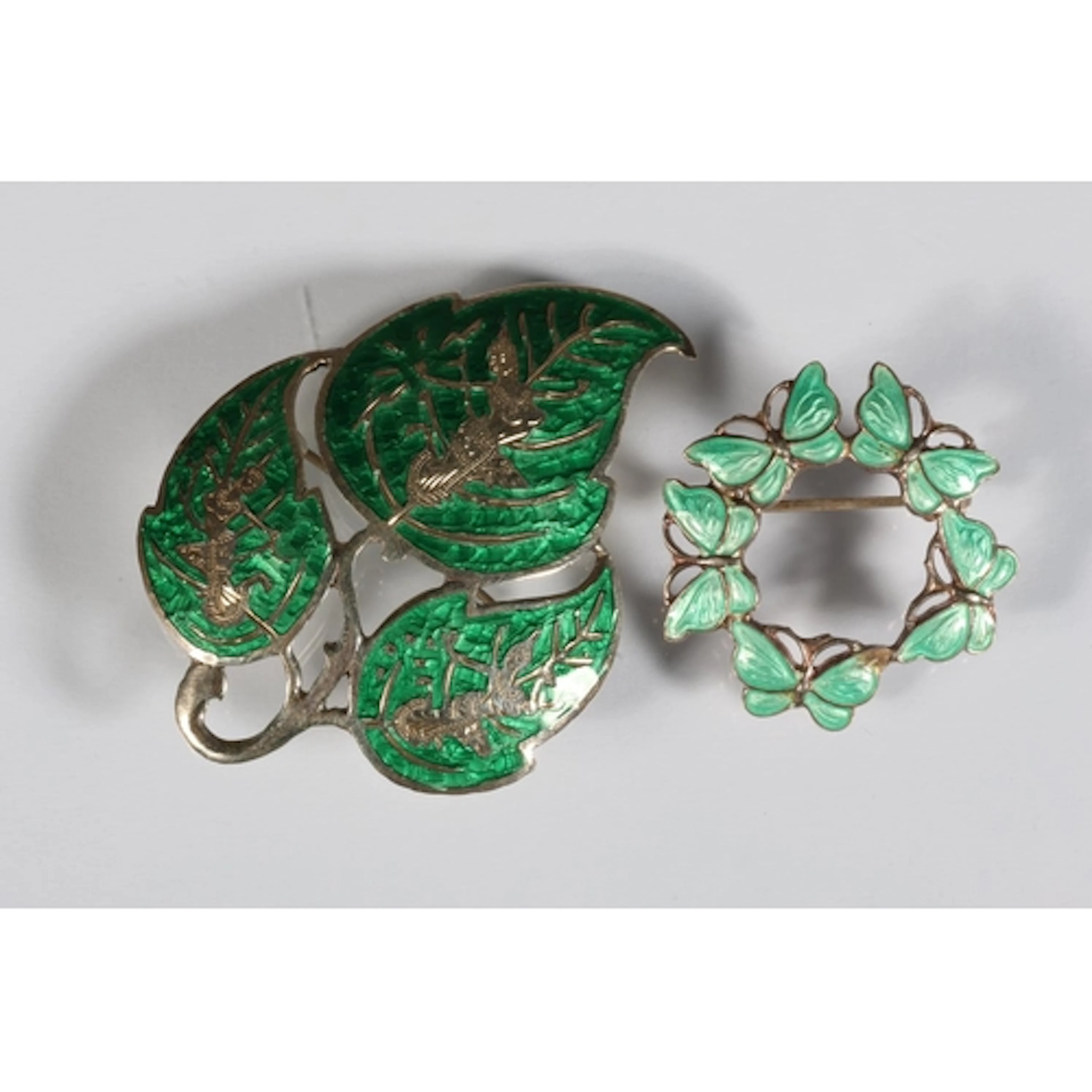 Danish silver and enamel butterfly ring brooch, stamped 'STE...