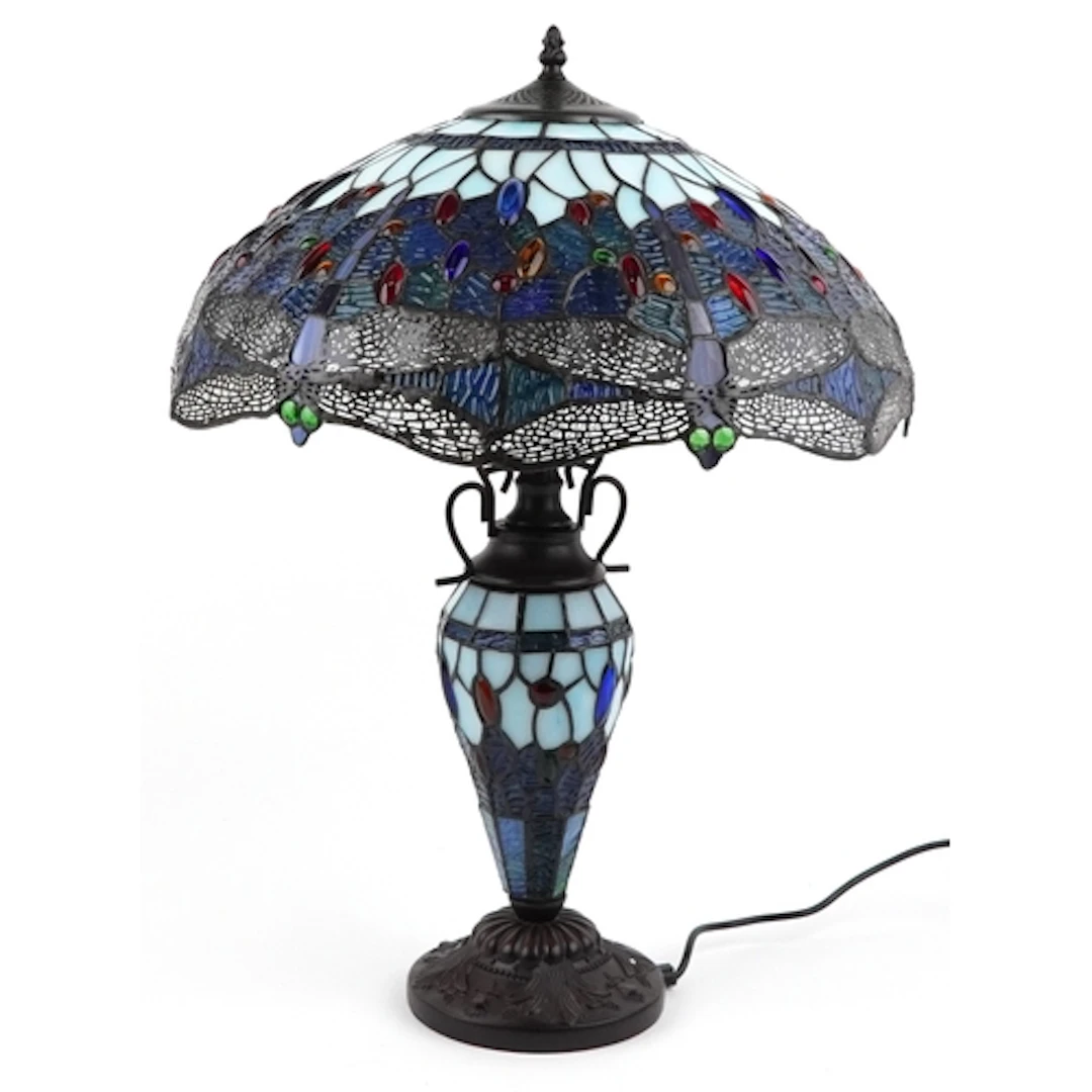 Tiffany style dragonfly design table lamp with leaded glass ...