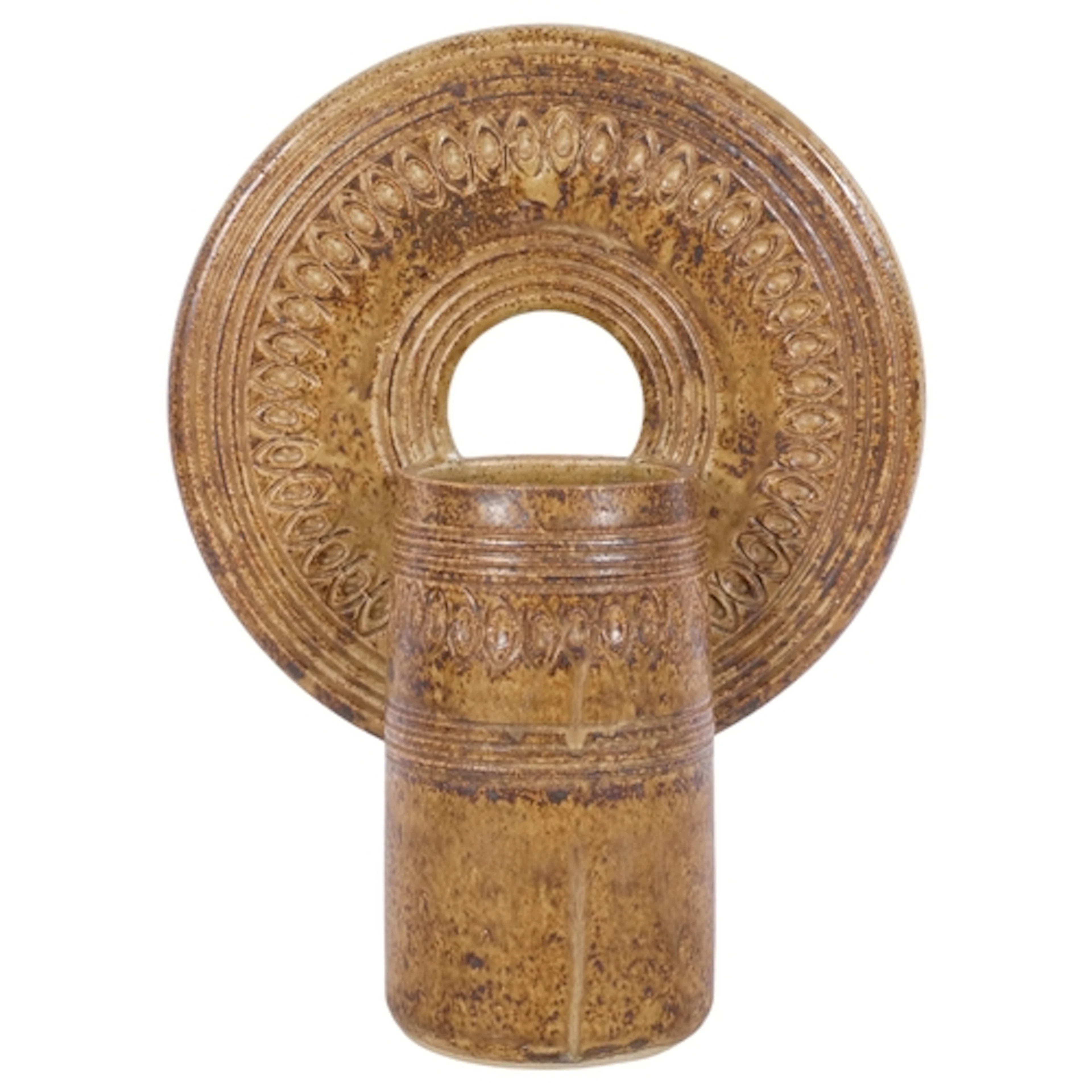 An Italian mid-century pottery vase, brutalist form, with in...