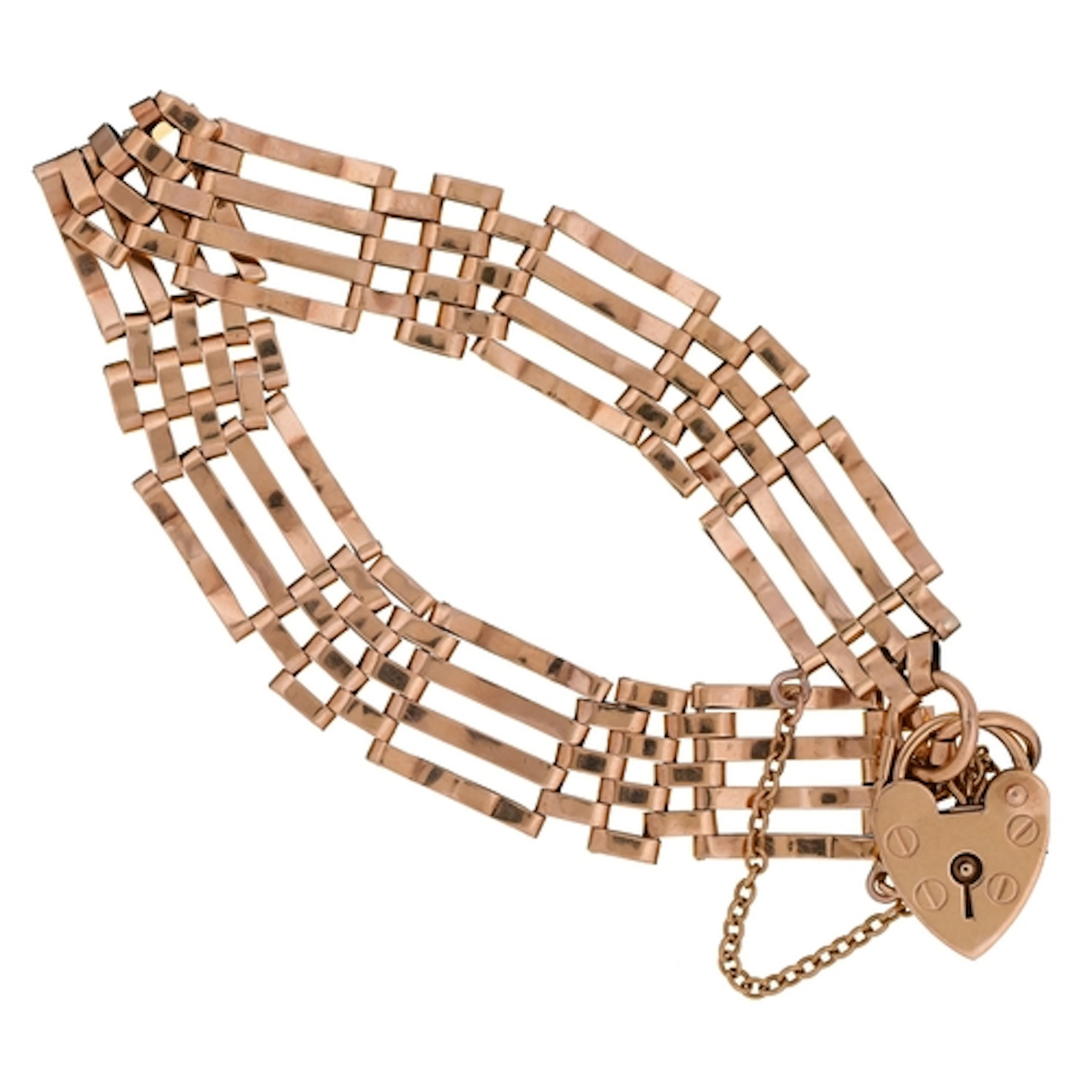 A 9ct gold gate bracelet and padlock, 16.5cm l, London date ...