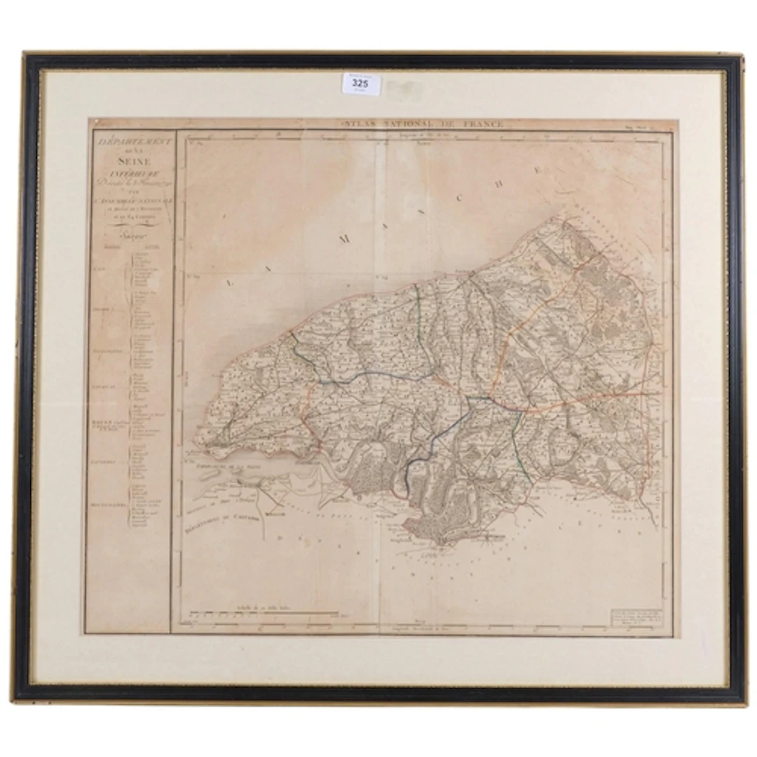 An Antique map, Departement De La Sein, 1790, framed, 65cm x...