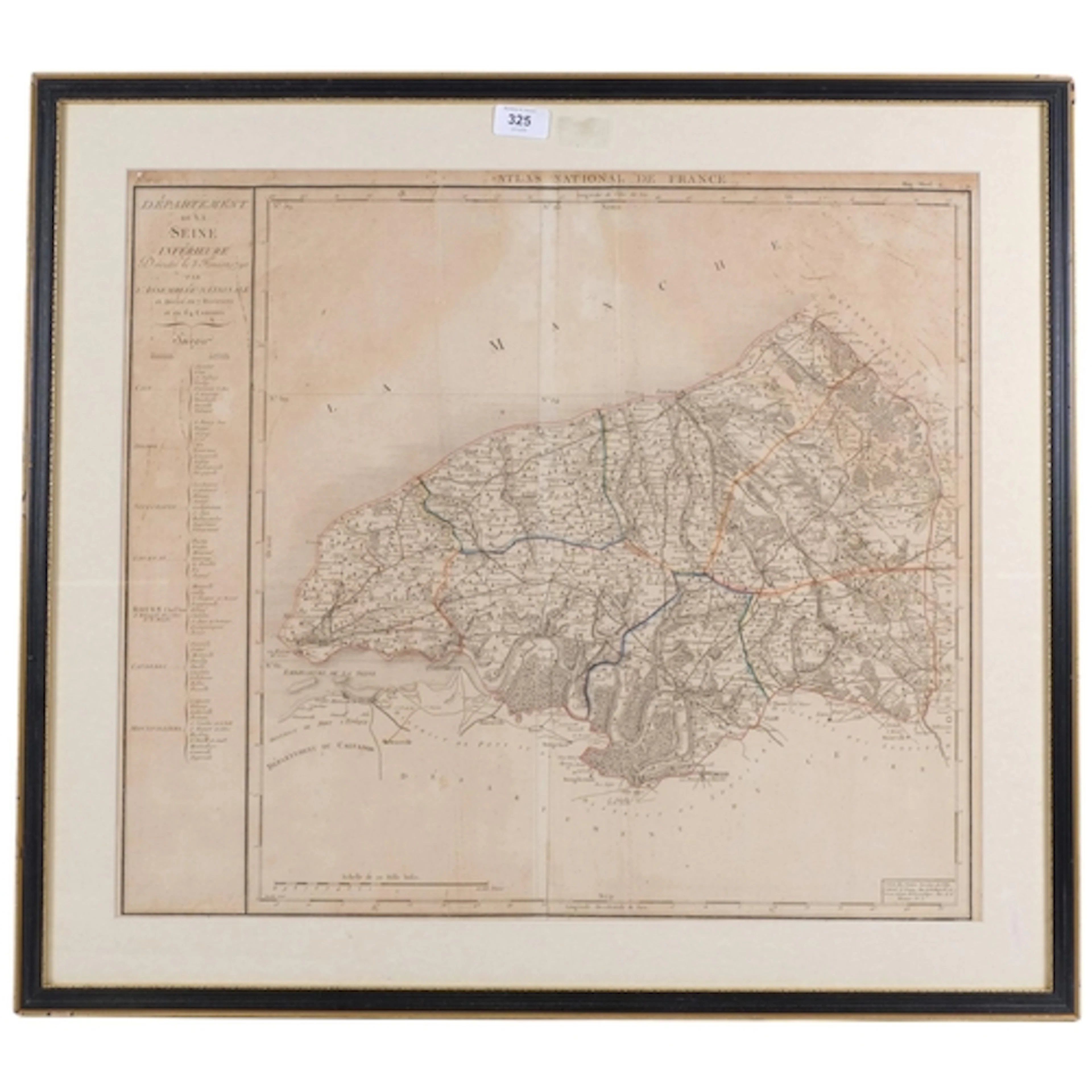 An Antique map, Departement De La Sein, 1790, framed, 65cm x...