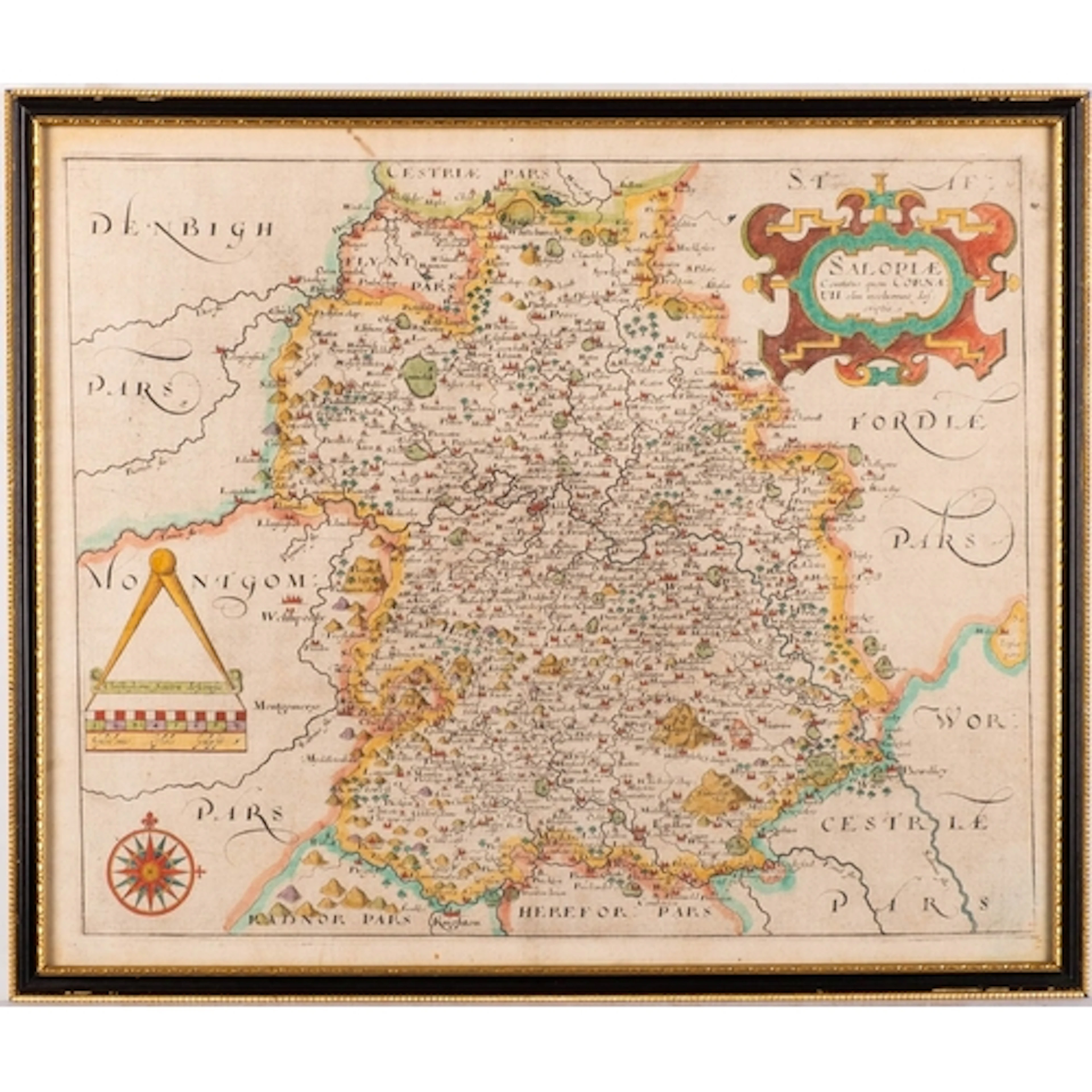 MAPS. A group of 15 framed maps and plans, including: [BLAEU...