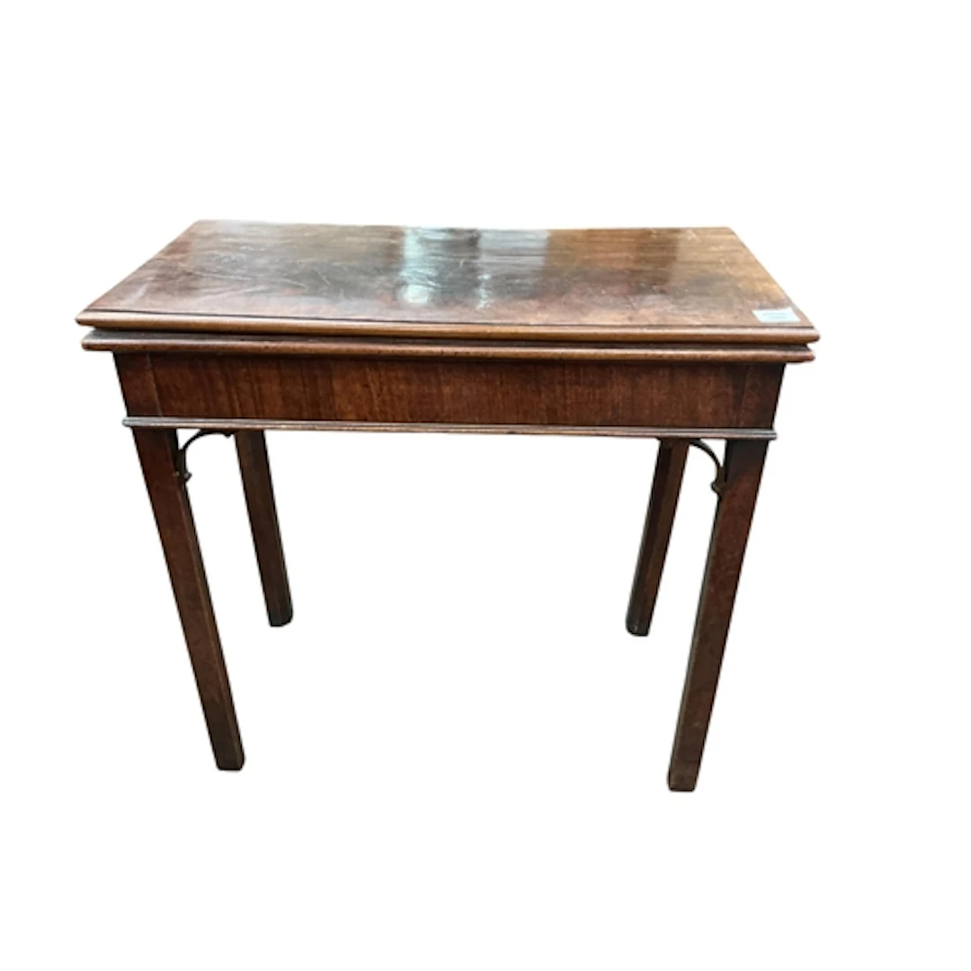 A George III rectangular mahogany folding card table, width ...
