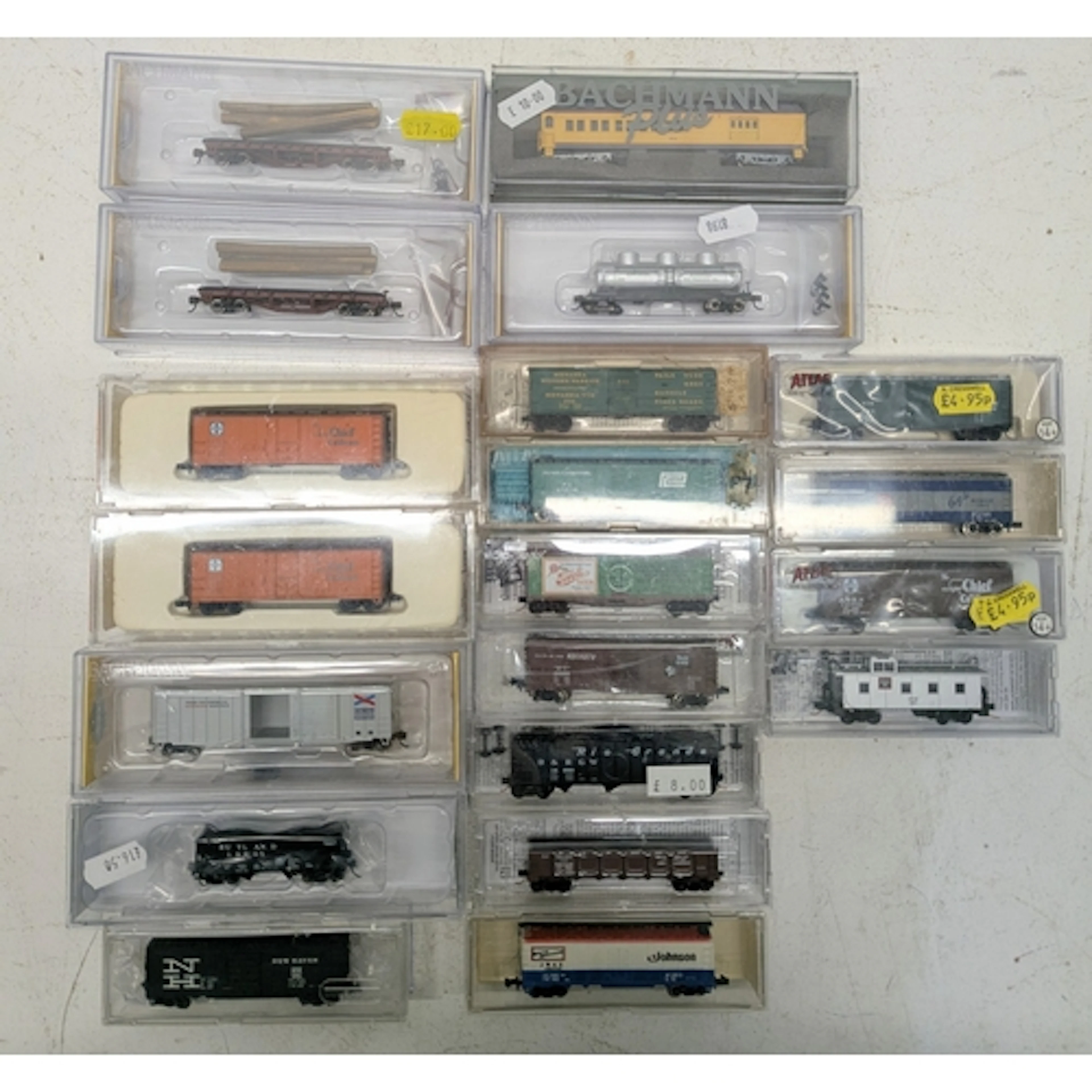Twenty cased examples of N scale rolling stock to include ex...