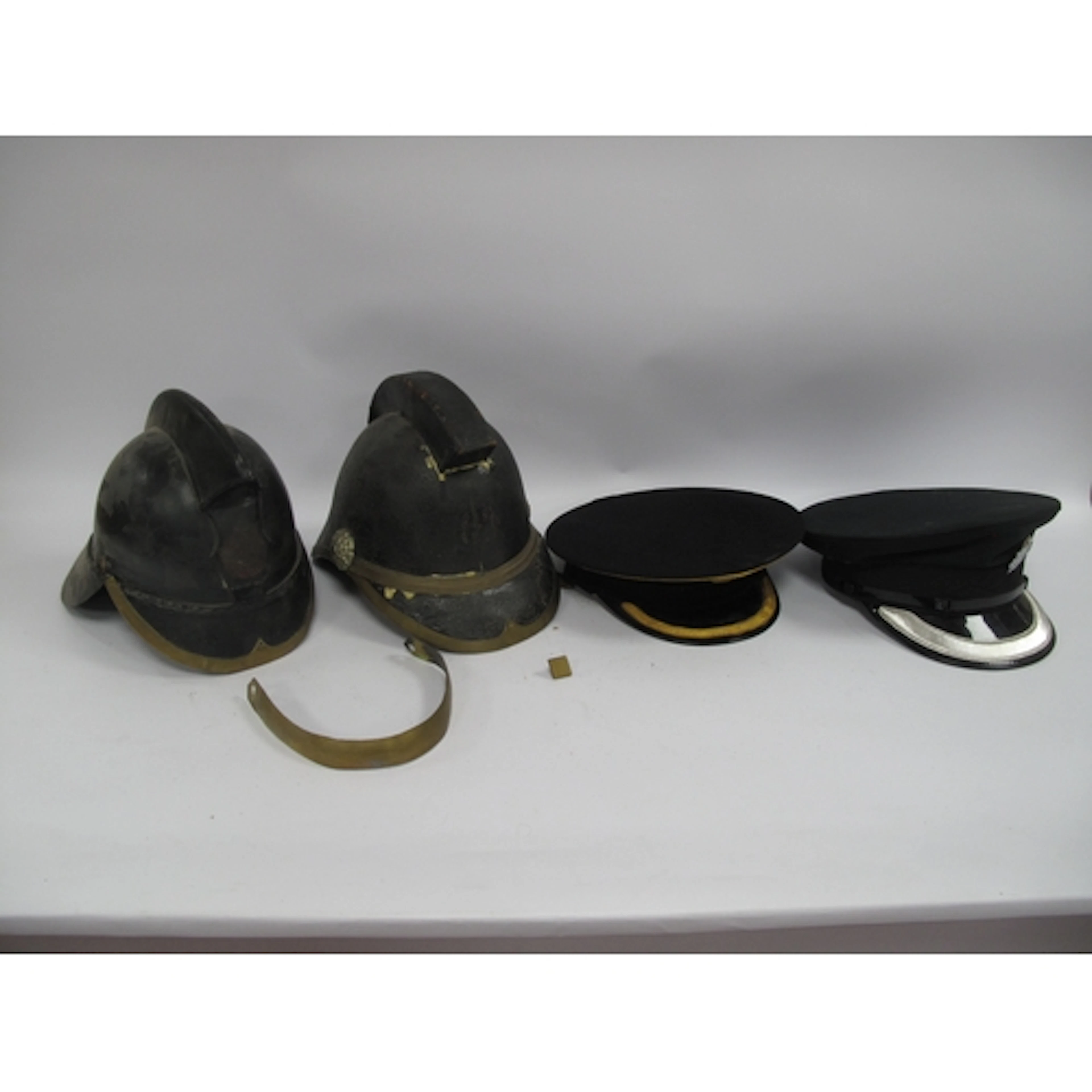 Vintage British Leather and Brass Fire Fighter's Helmet, wit...