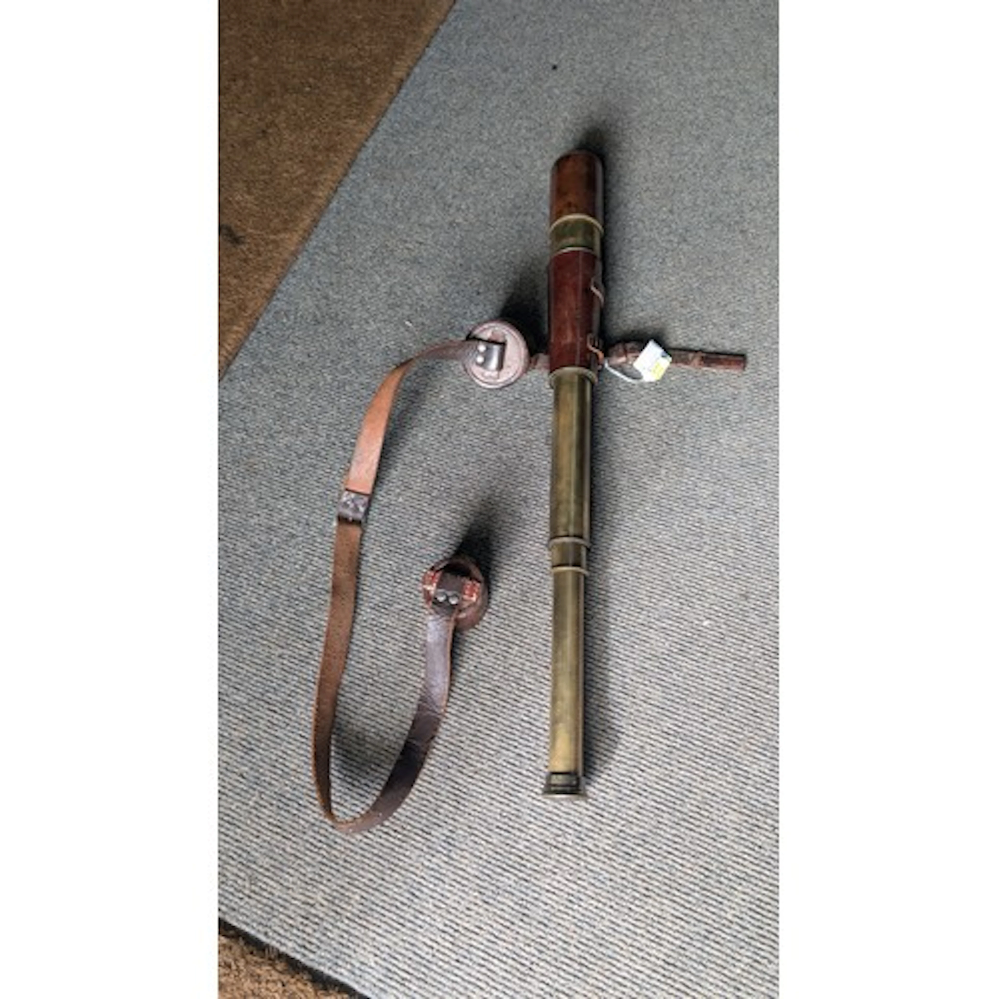 WWI British military issue three-draw brass telescope, marke...