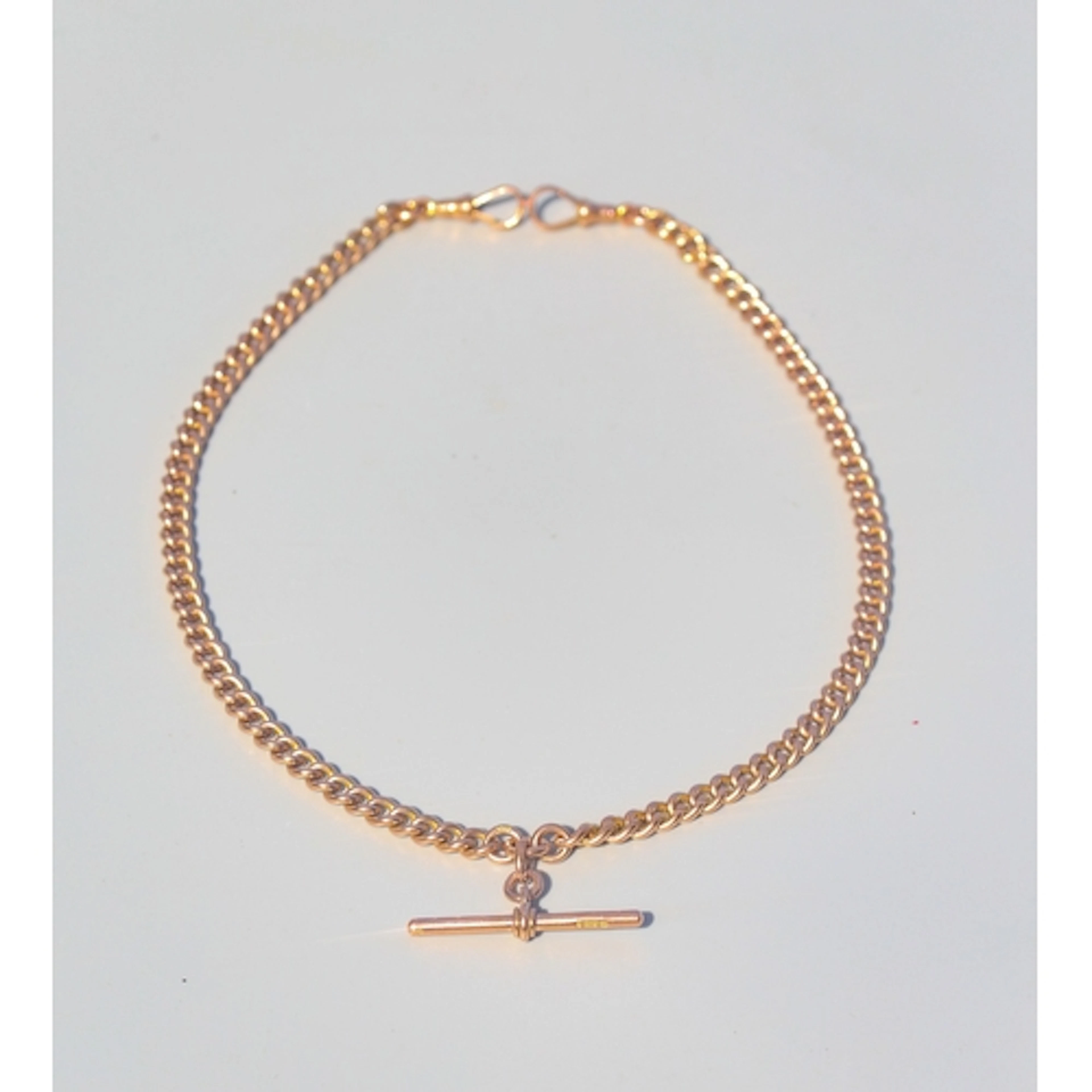 9 Carat Rose Gold Curb Link T-Bar Chain Necklace, 48cm Long ...