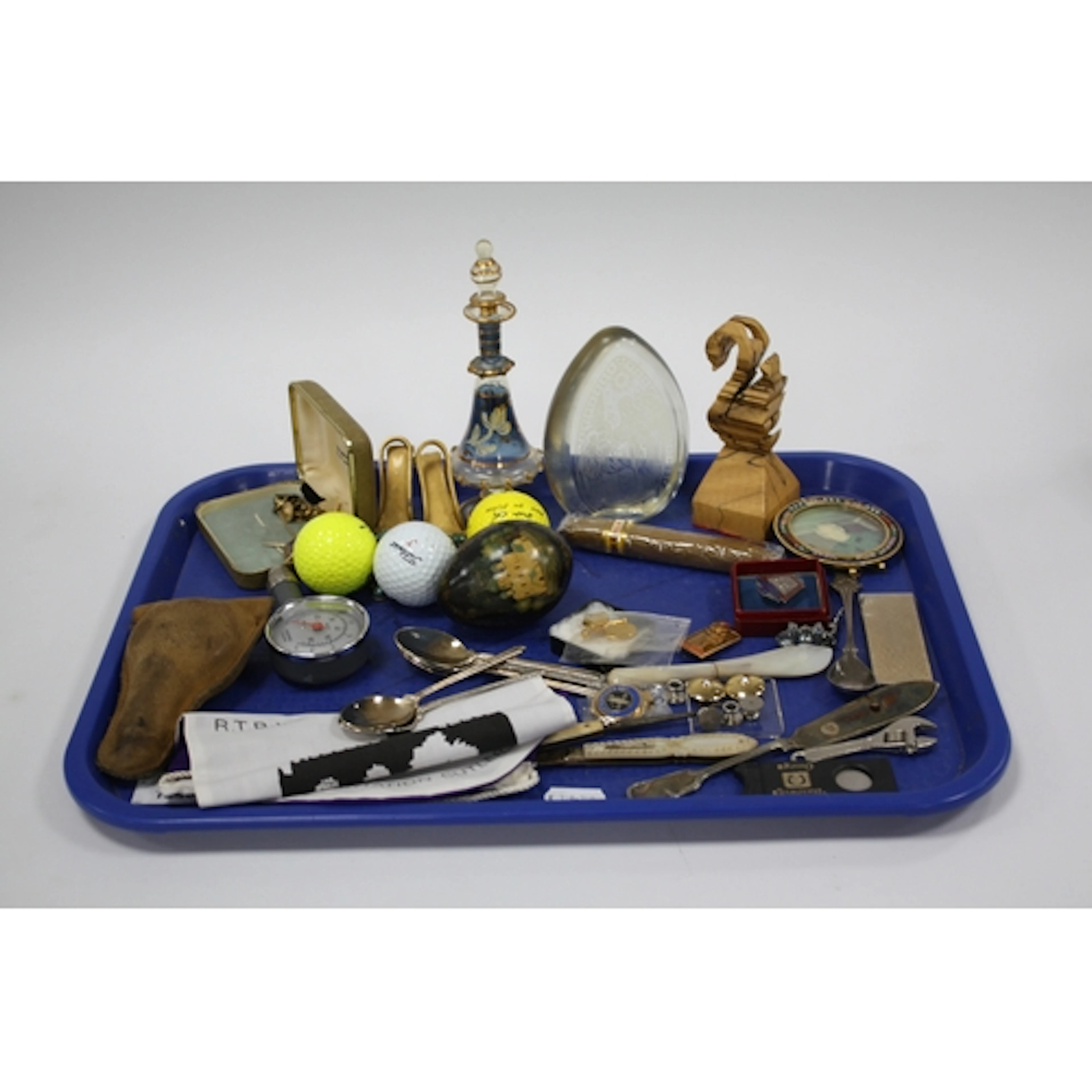 Mother of Pearl Knife with Silver Blade, badges, golf memora...