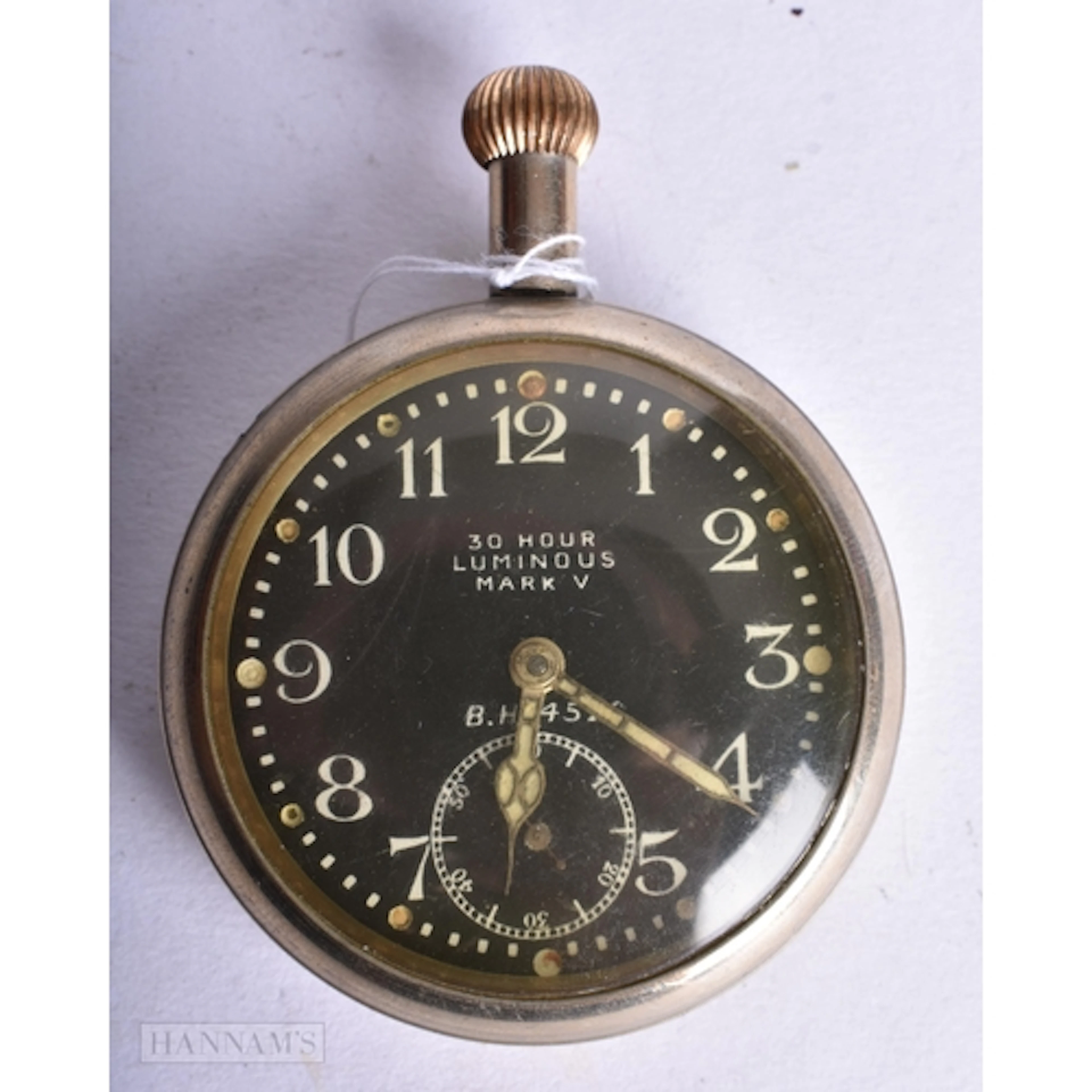 A MILITARY 30 HOUR LUMINOUS MARK V POCKET WATCH. Running. 5 ...