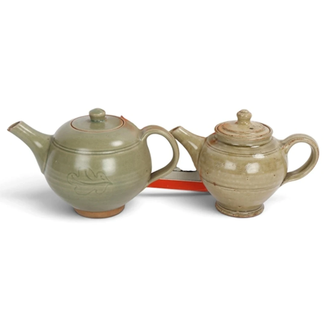Leach Pottery, St Ives, a celadon glazed stoneware teapot wi...