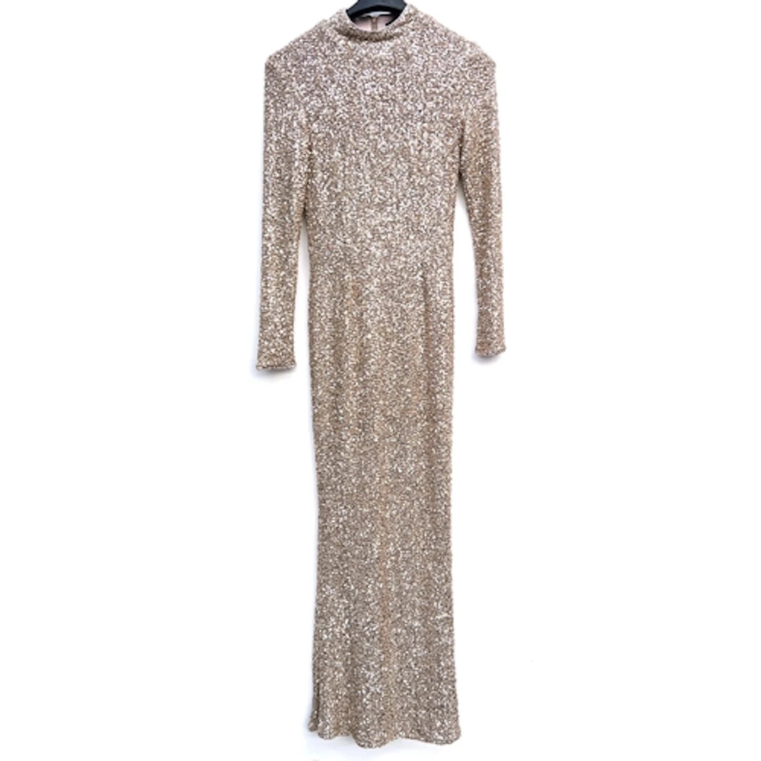 A Club L London champagne sequin evening dress, size 8