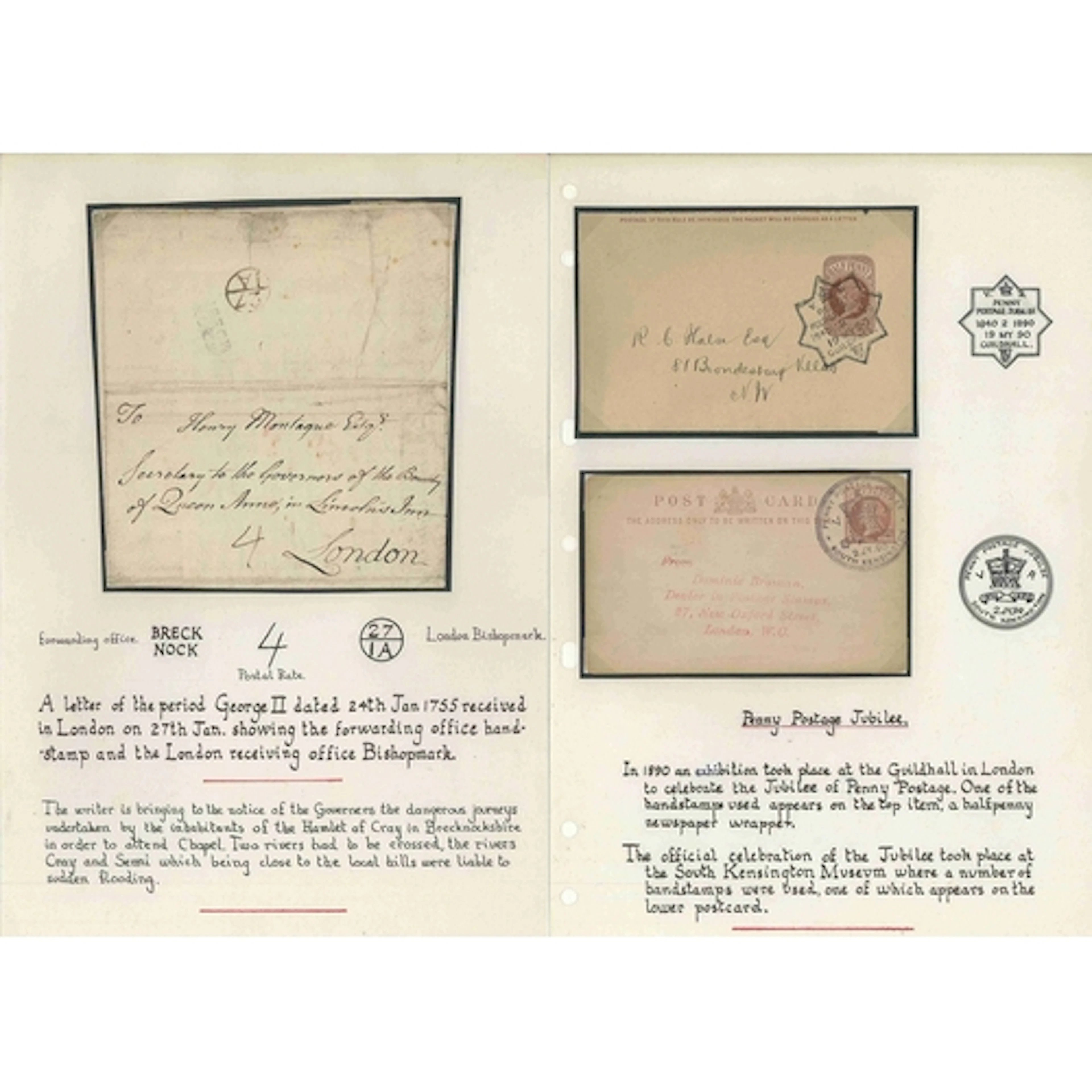 Postal History. Large QV, mostly P/S, coln written-up on lea...