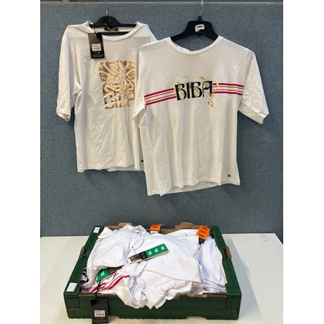 A box of womens Biba white t-shirts - various sizes *This lo...