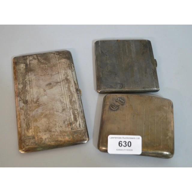 Rectangular Birmingham silver cigarette case, 3.5oz t, toget...