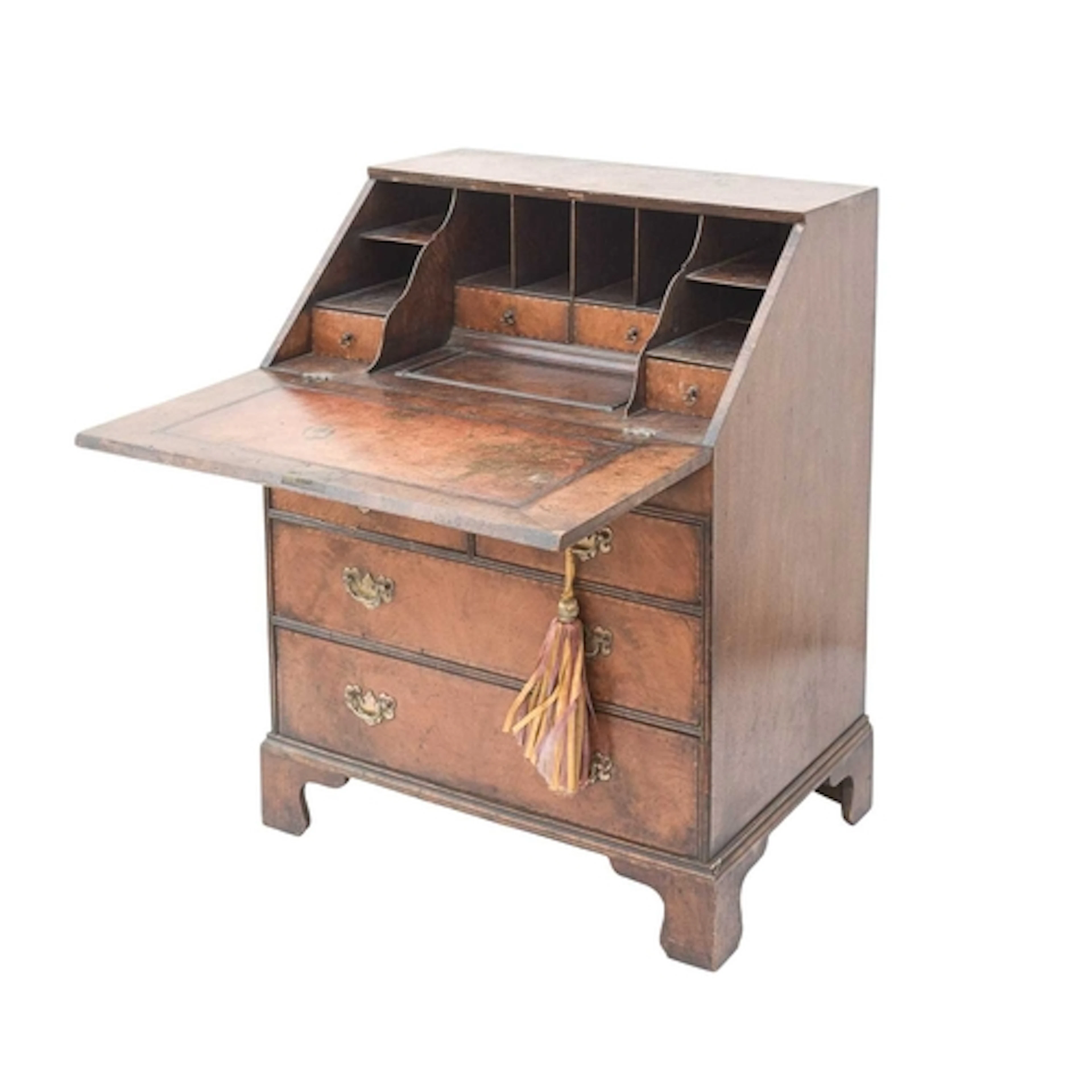 A walnut bureau, in the early 18th century style. The drop f...