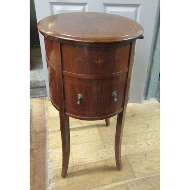 Antique Mahogany Oval Form Gramophone with Internal Stickers...
