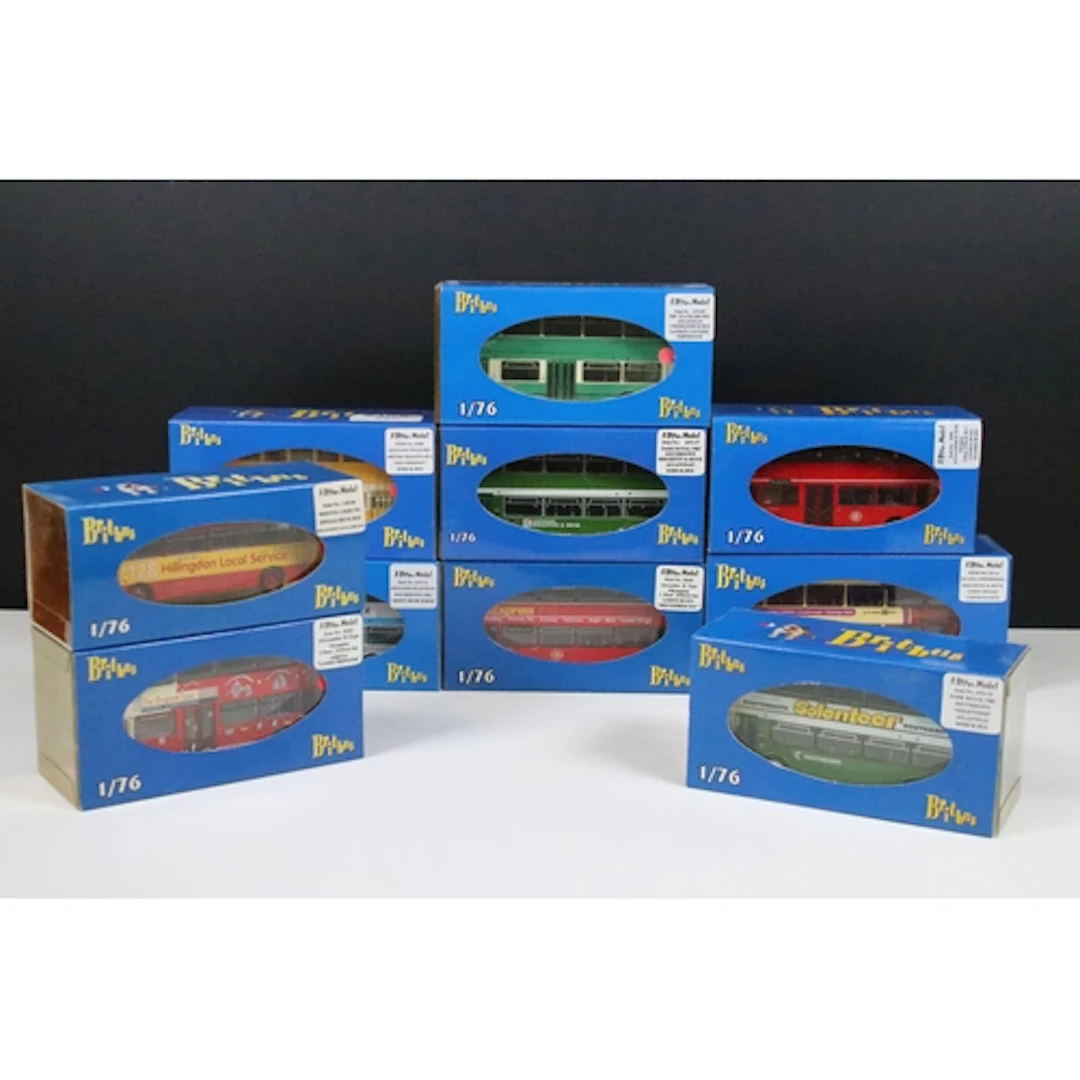 Ten boxed Britbus diecast model buses to include AN1-11 Leyl...