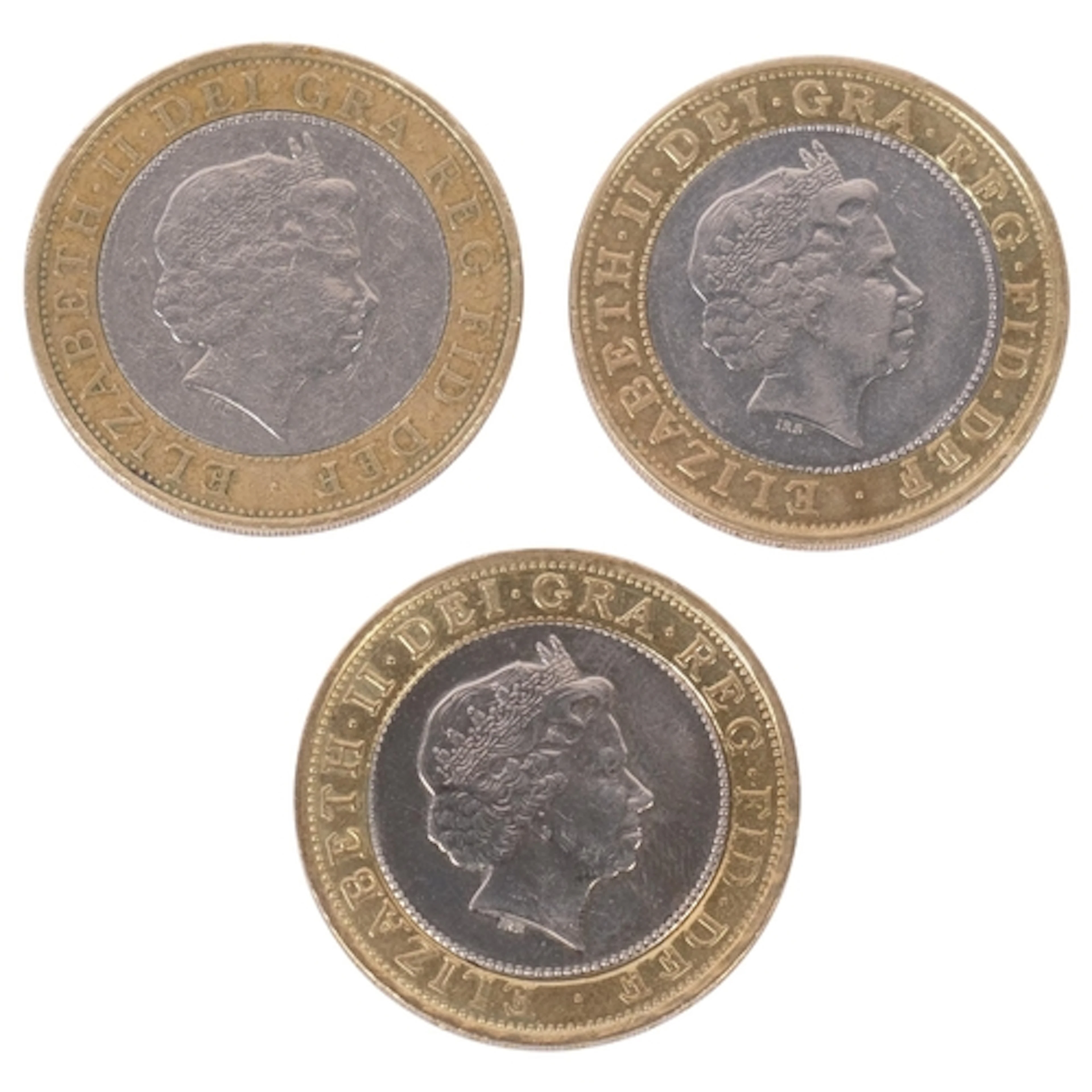 3 rare minting error two pound coins, including 1999 Rugby W...